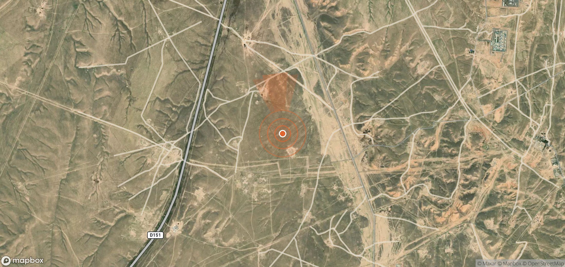 Satellite map of methane plume locations in Uzbekistan