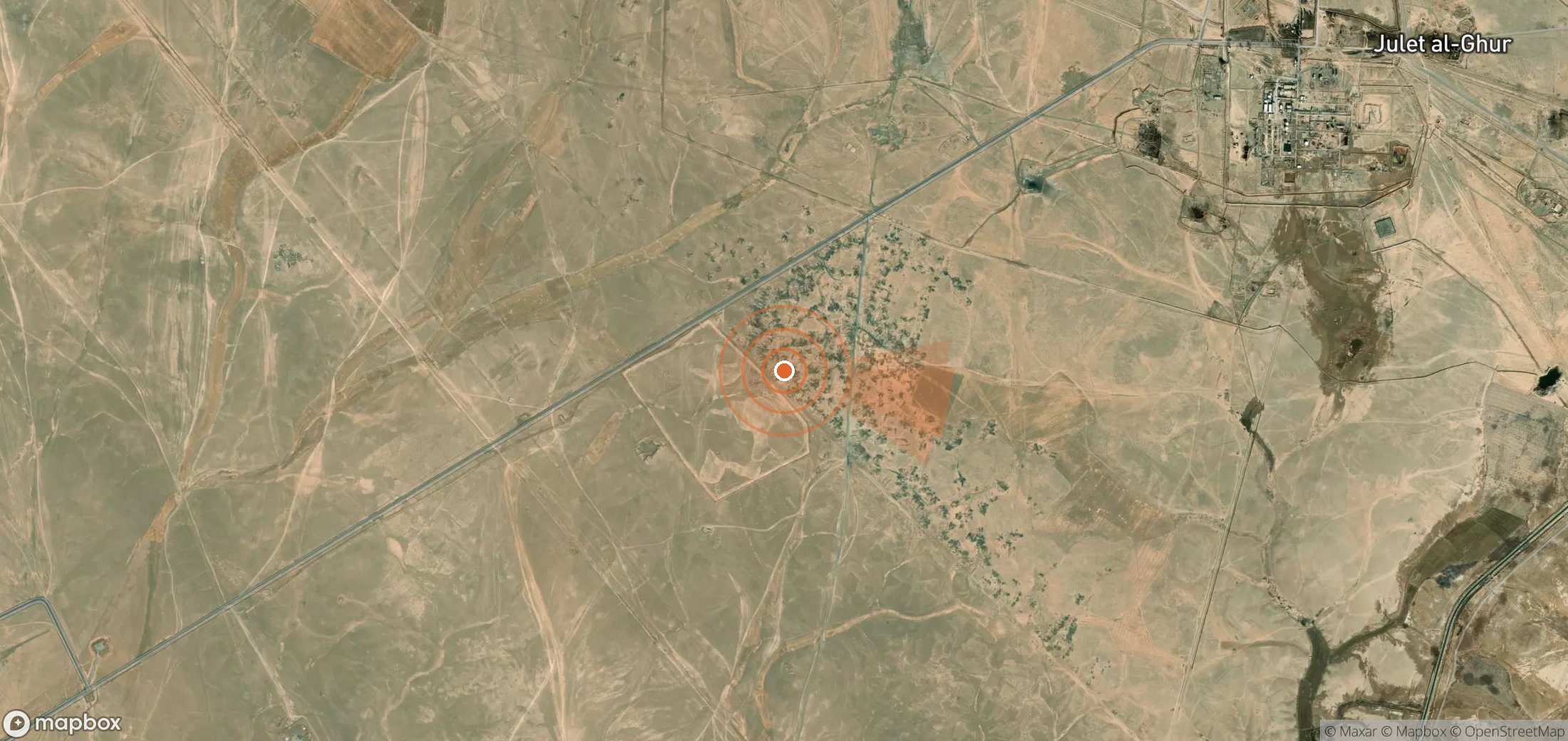 Satellite map of methane plume locations in Syria