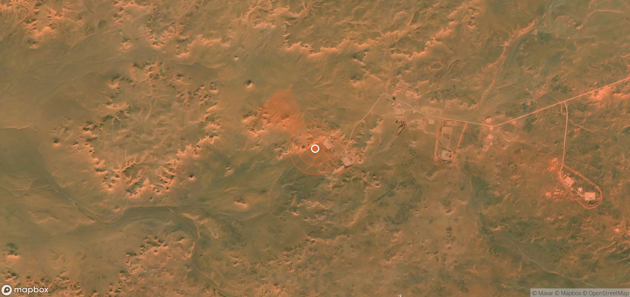 Mapa satelital de plumas de metano en Argelia