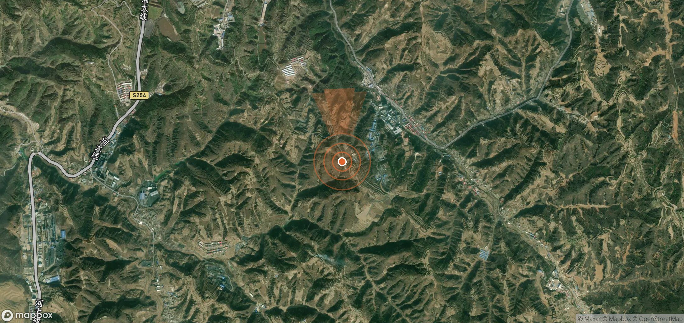 Satellite map of methane plume locations in China