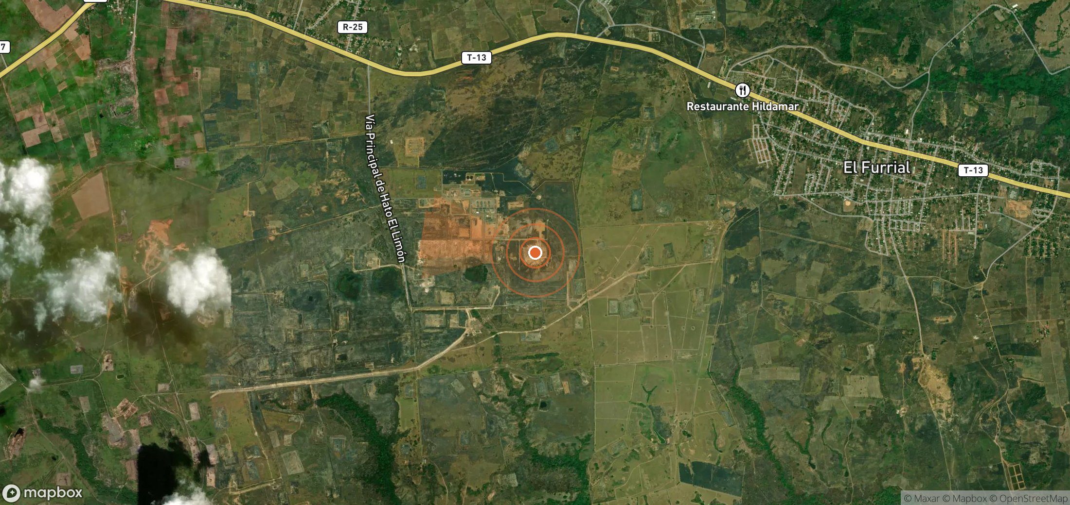 Mapa satelital de plumas de metano en Venezuela