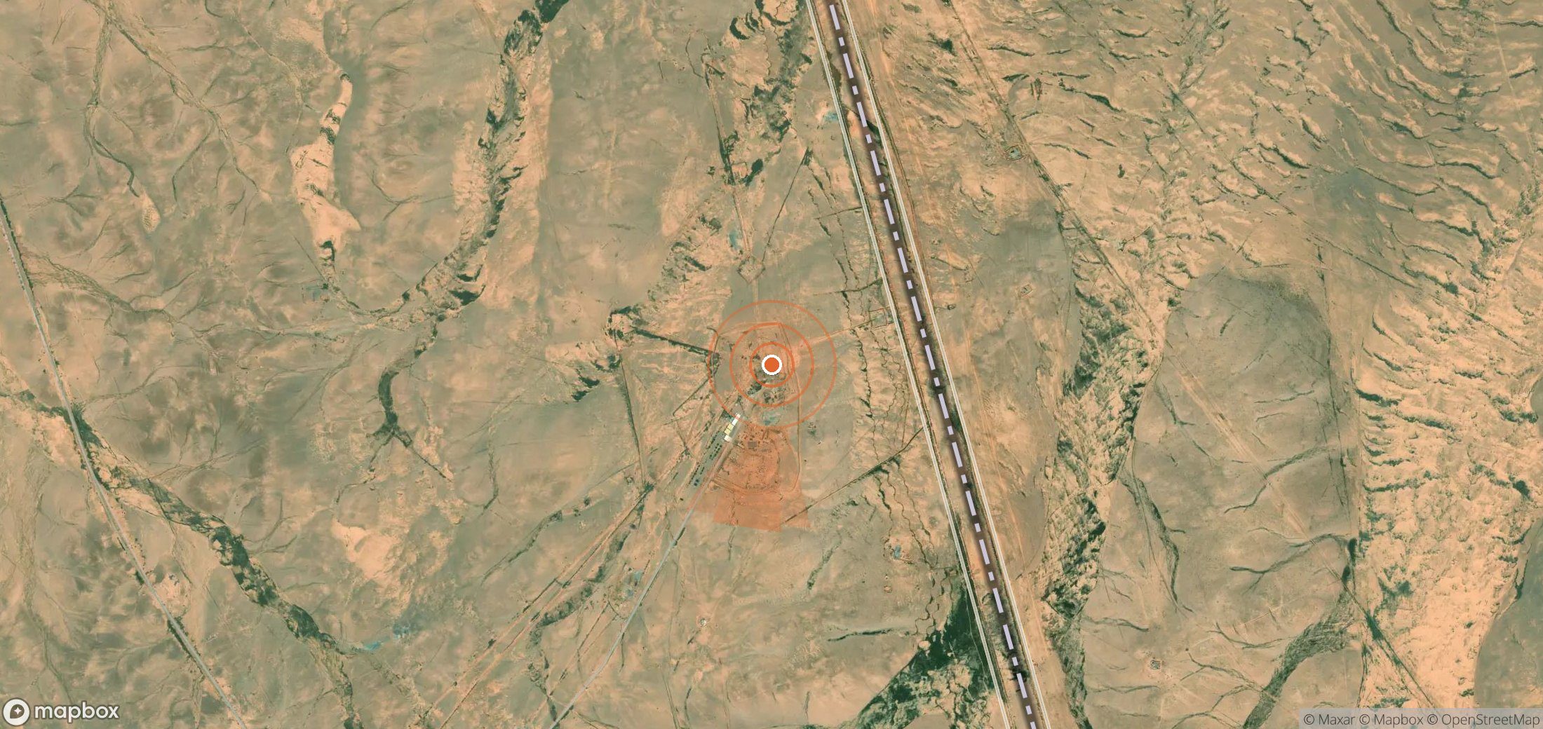 Satellite map of methane plume locations in Jordan