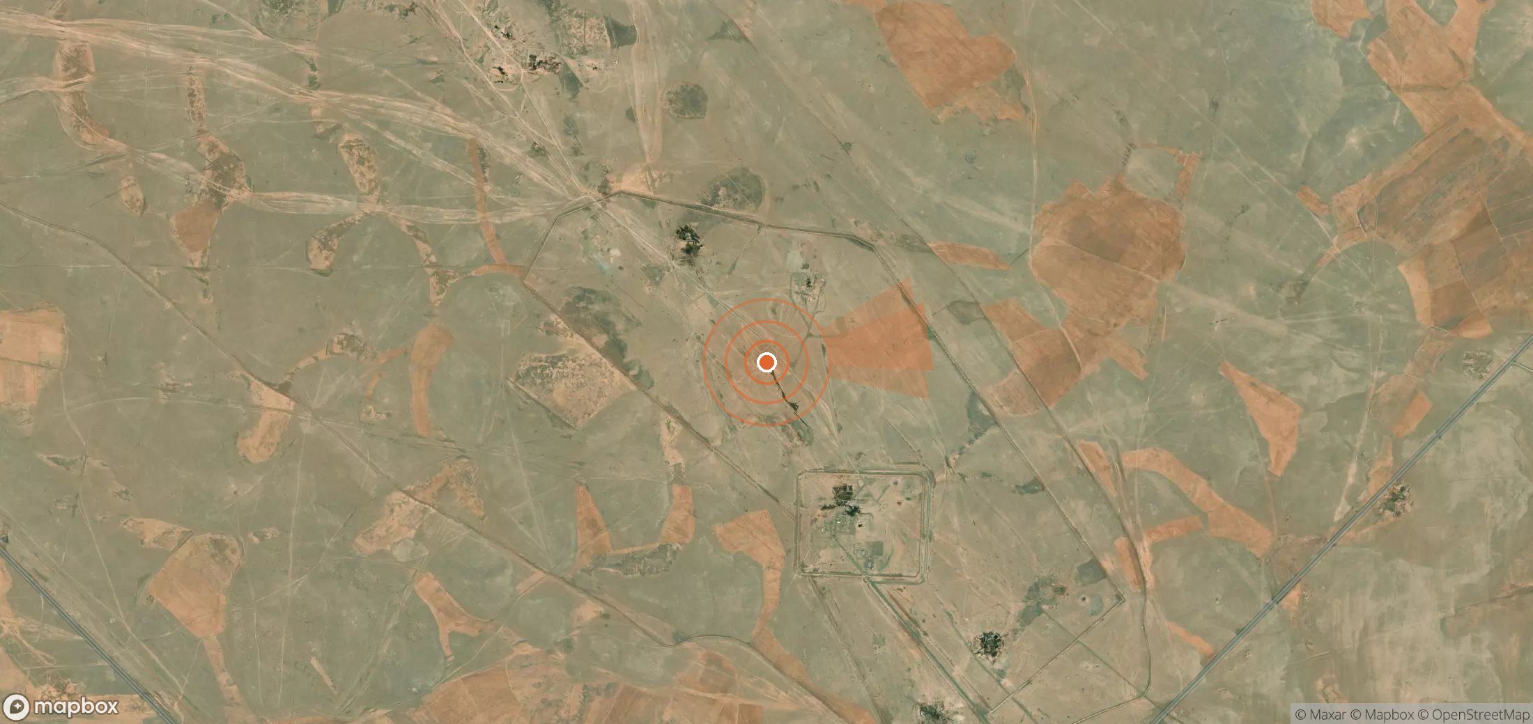 Satellite map of methane plume locations in Syria