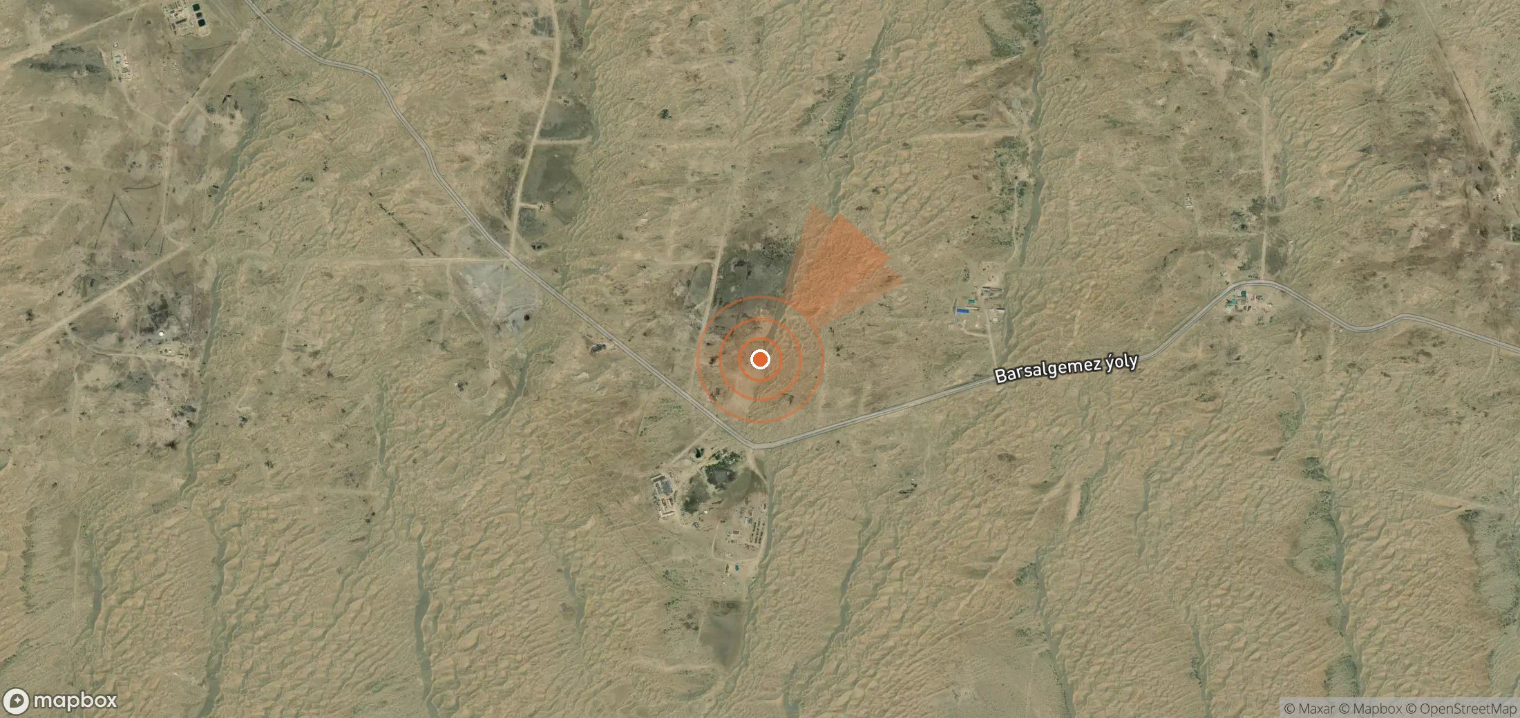 Mapa satelital de plumas de metano en Turkmenistán