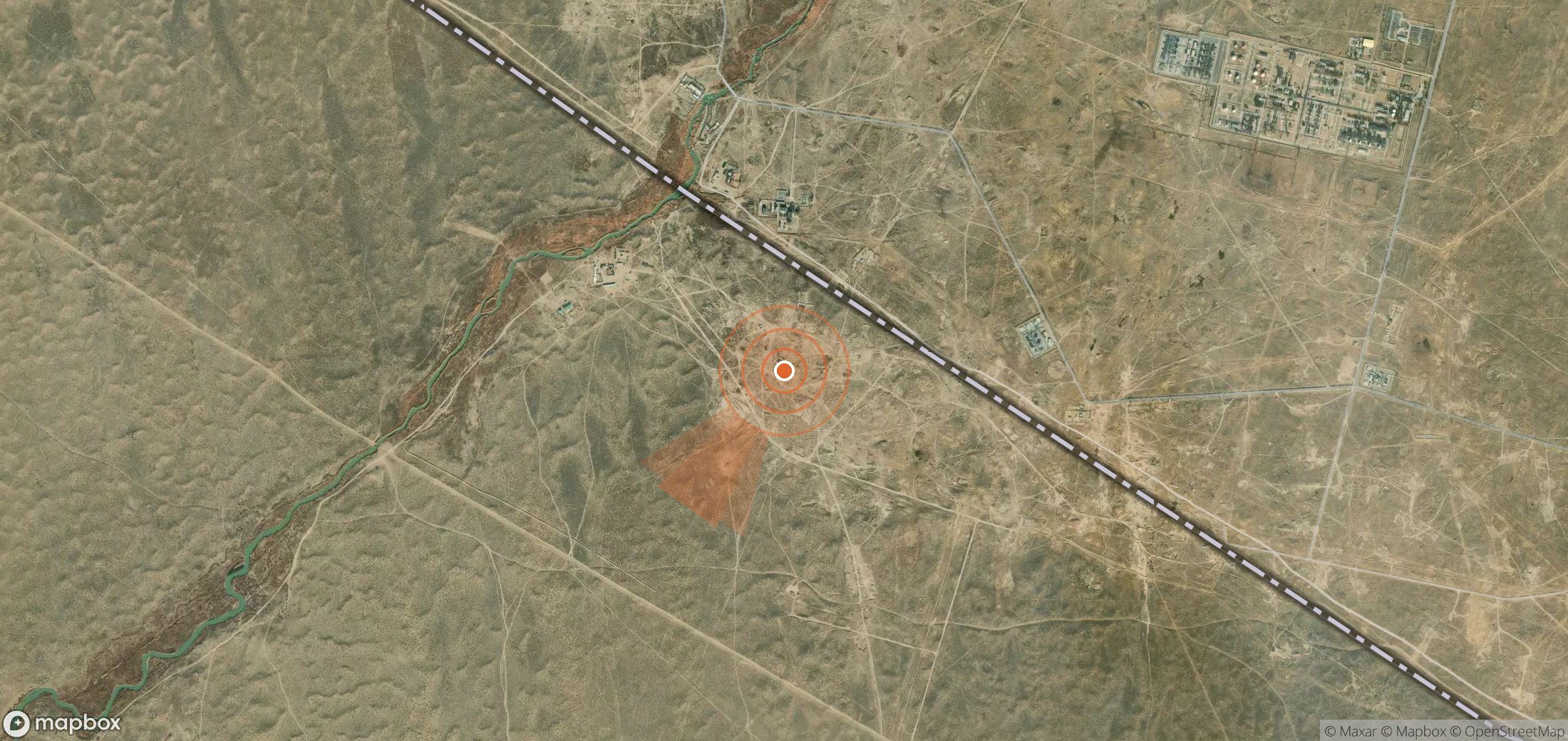 Mapa satelital de plumas de metano en Turkmenistán