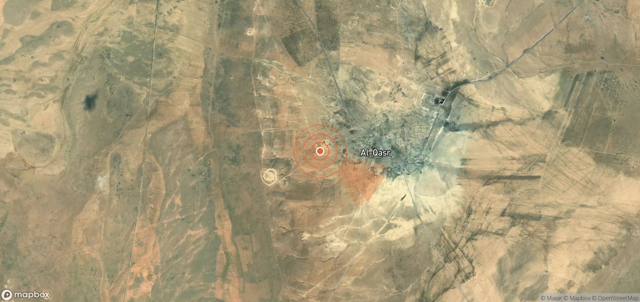Mapa satelital de plumas de metano en Siria
