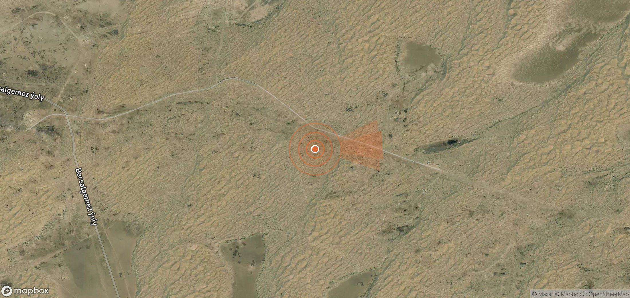 Mapa satelital de plumas de metano en Turkmenistán