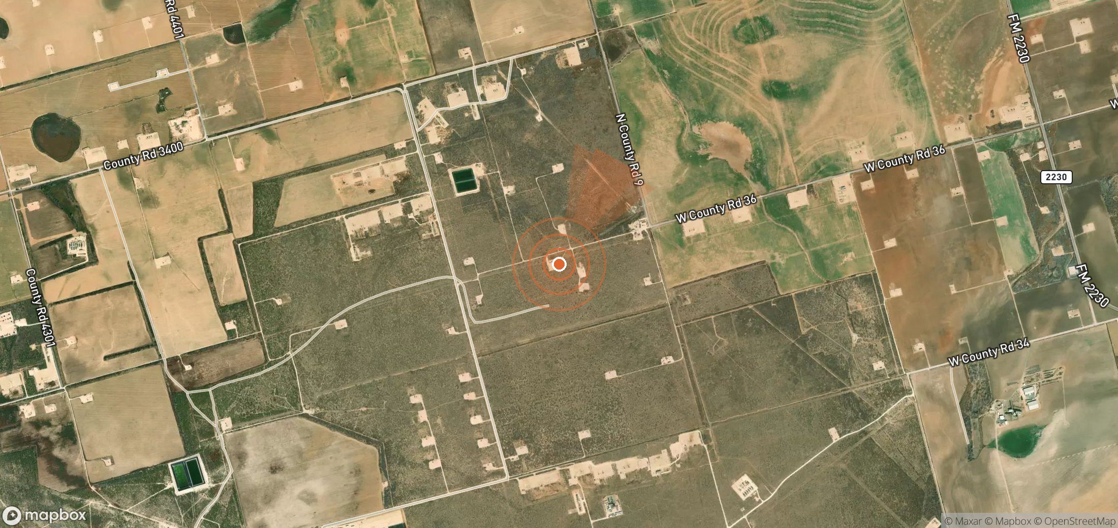Satellite map of methane plume locations in United States