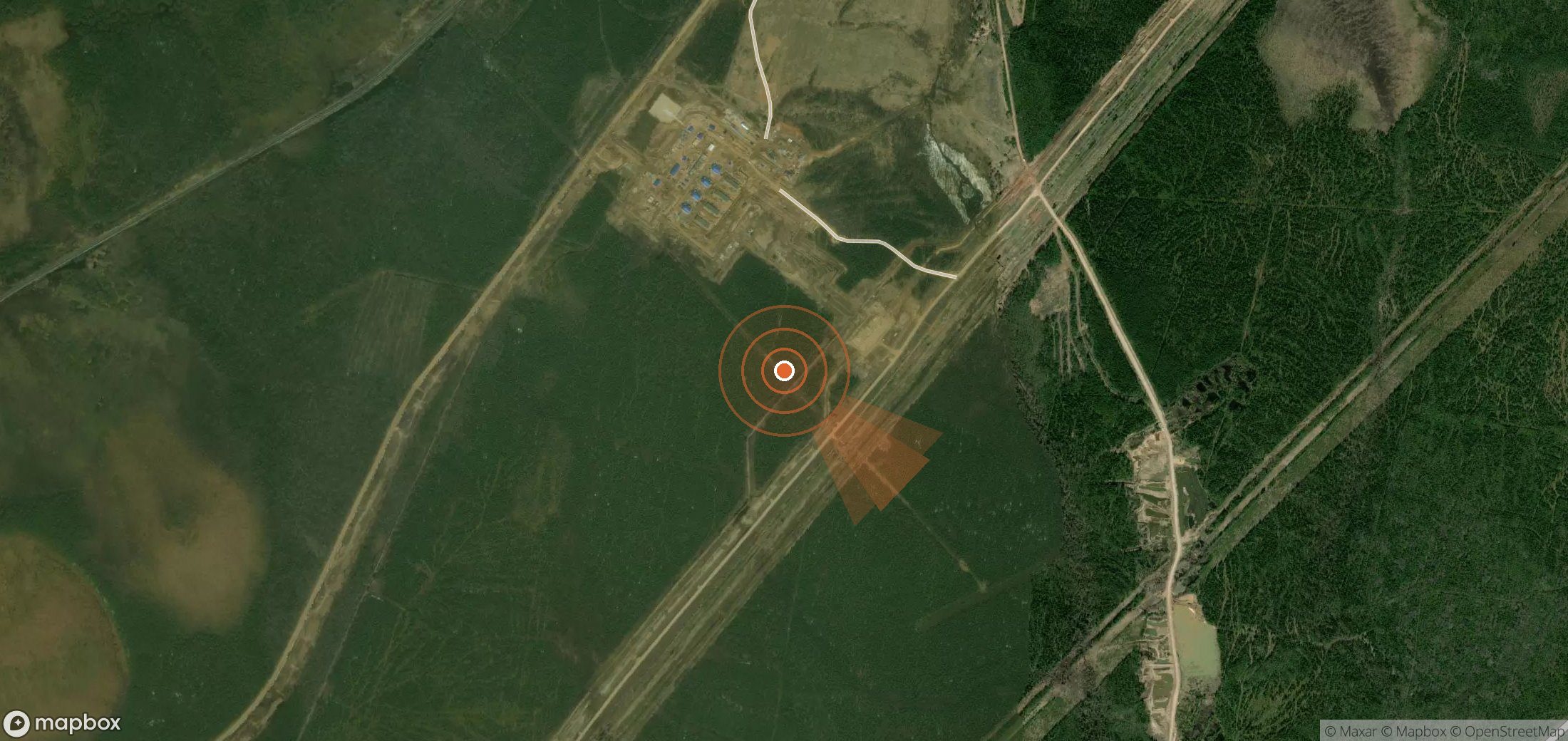 Satellite map of methane plume locations in Russia