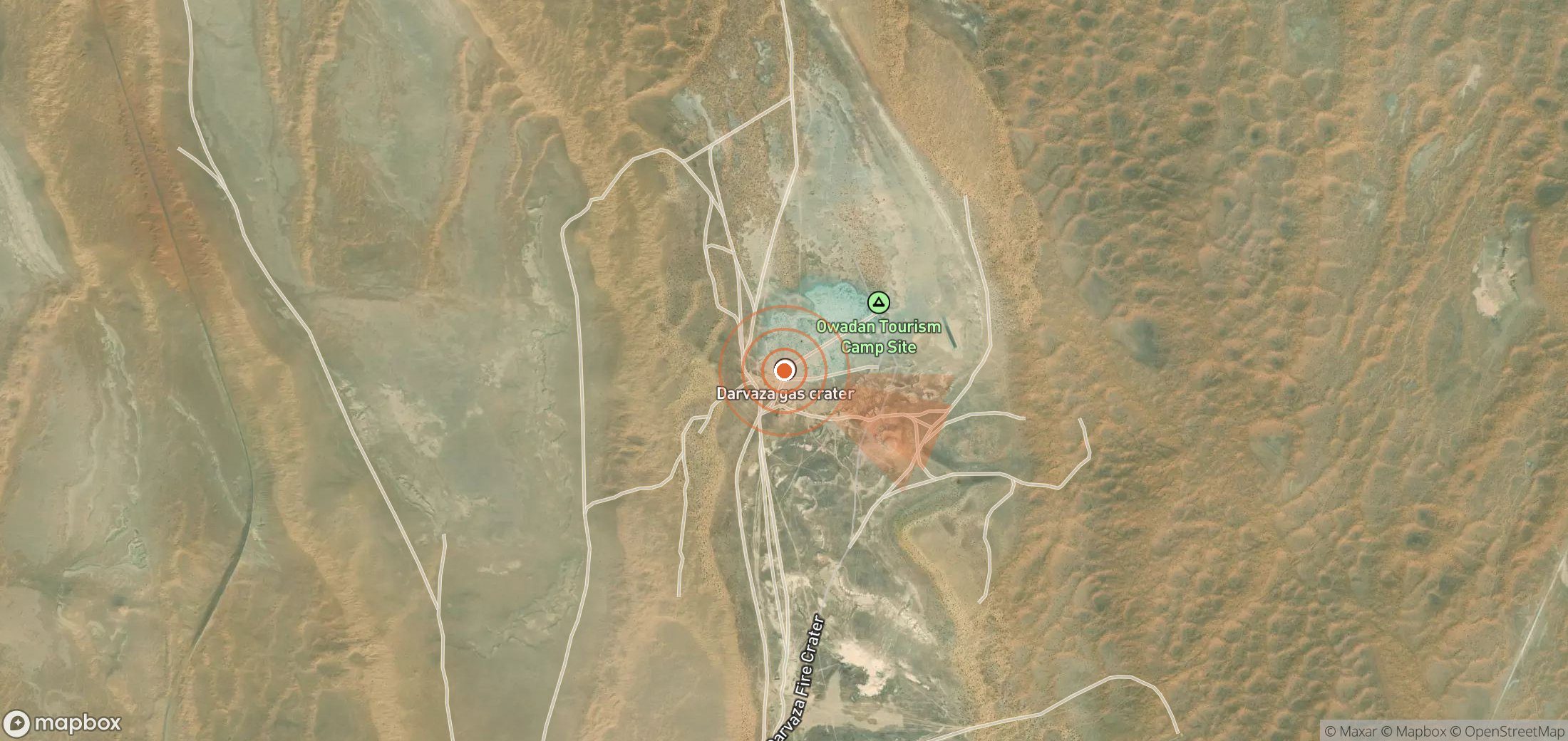 Satellite map of methane plume locations in Turkmenistan