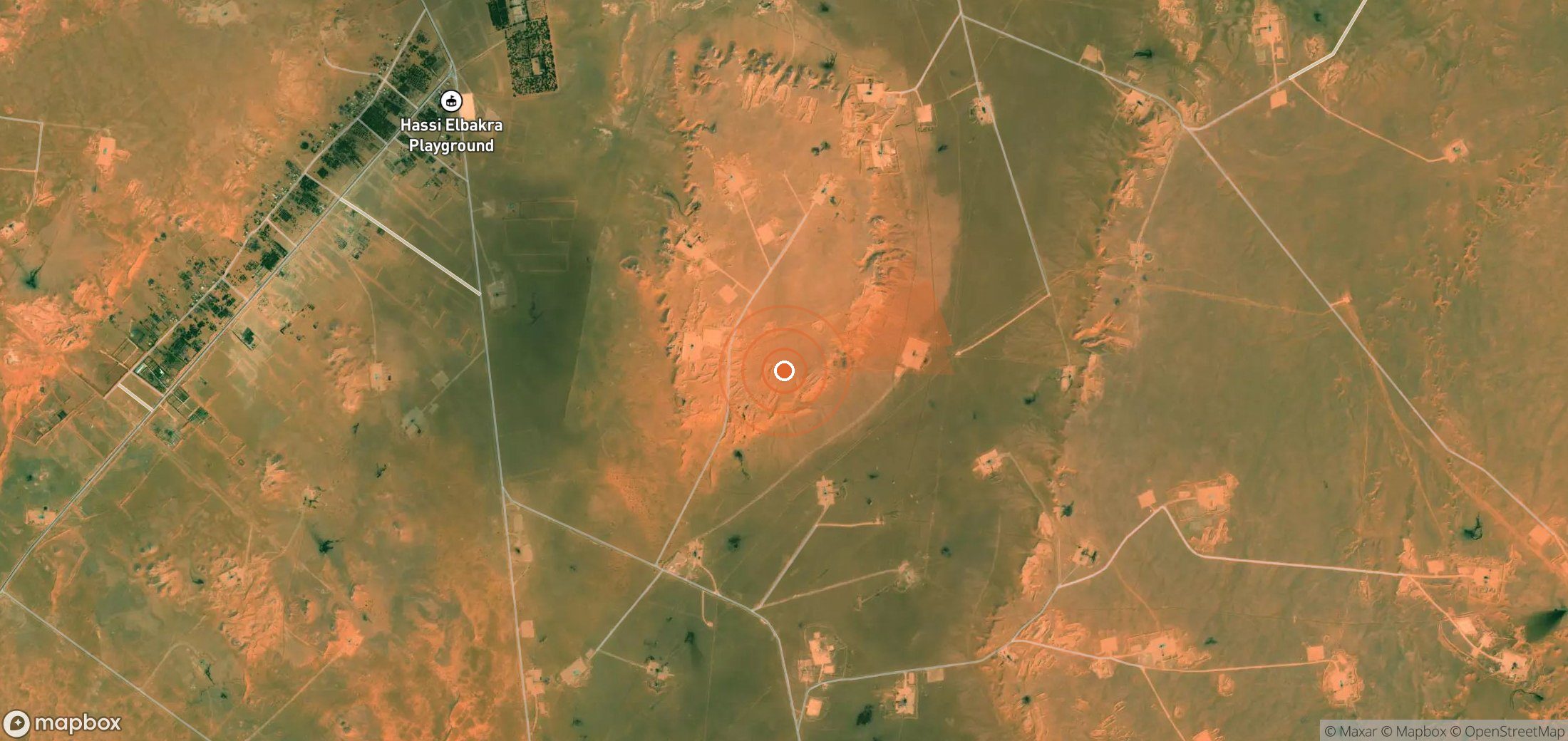 Mapa satelital de plumas de metano en Argelia