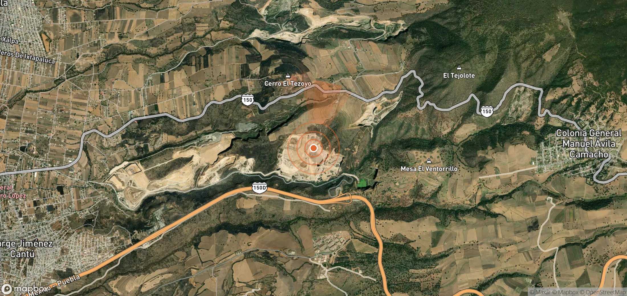 Satellite map of methane plume locations in Mexico