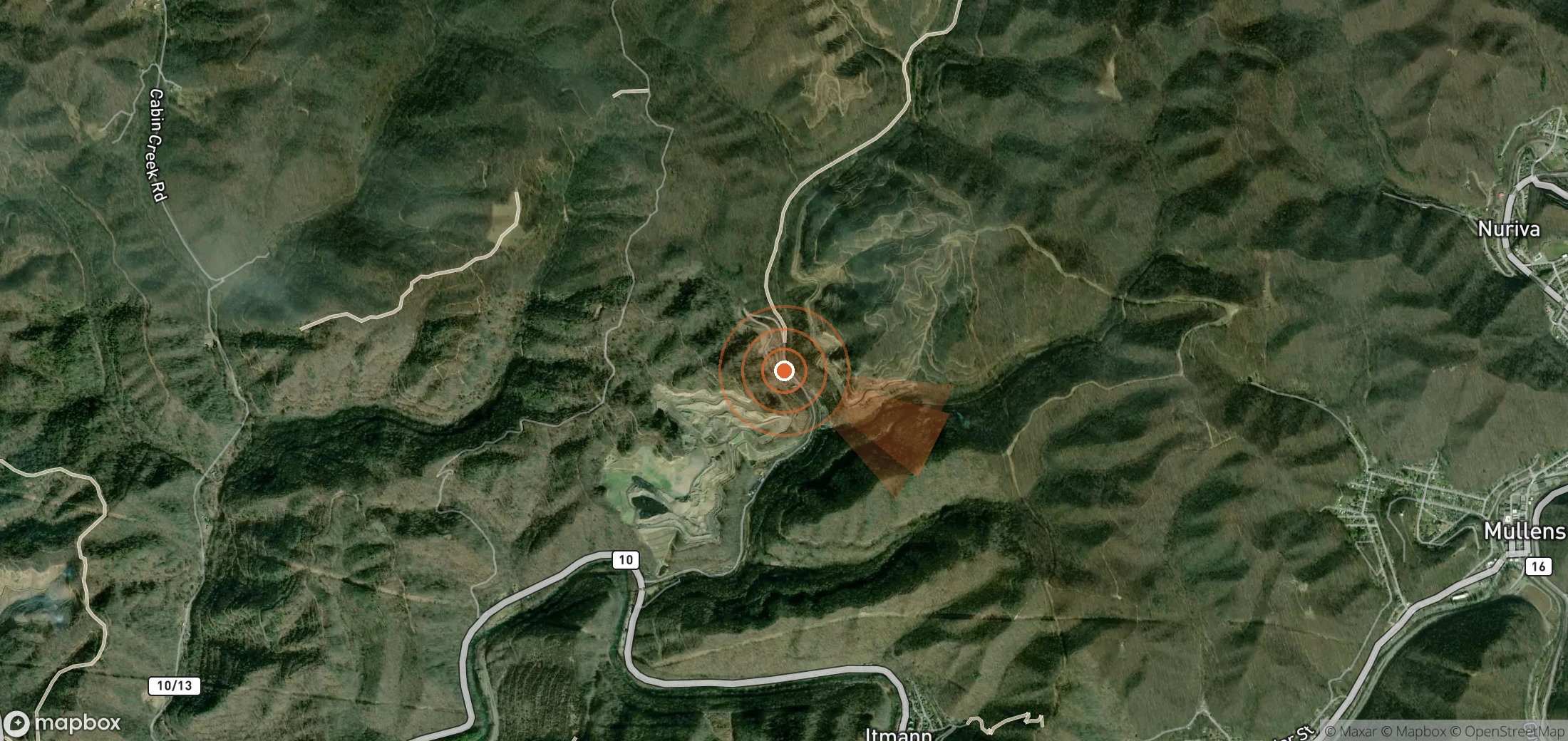 Mapa satelital de plumas de metano en Estados Unidos
