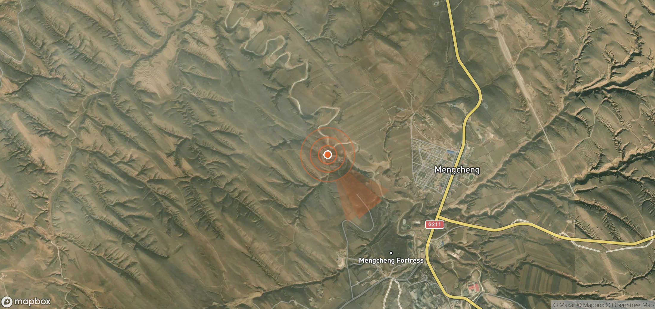 Satellite map of methane plume locations in China