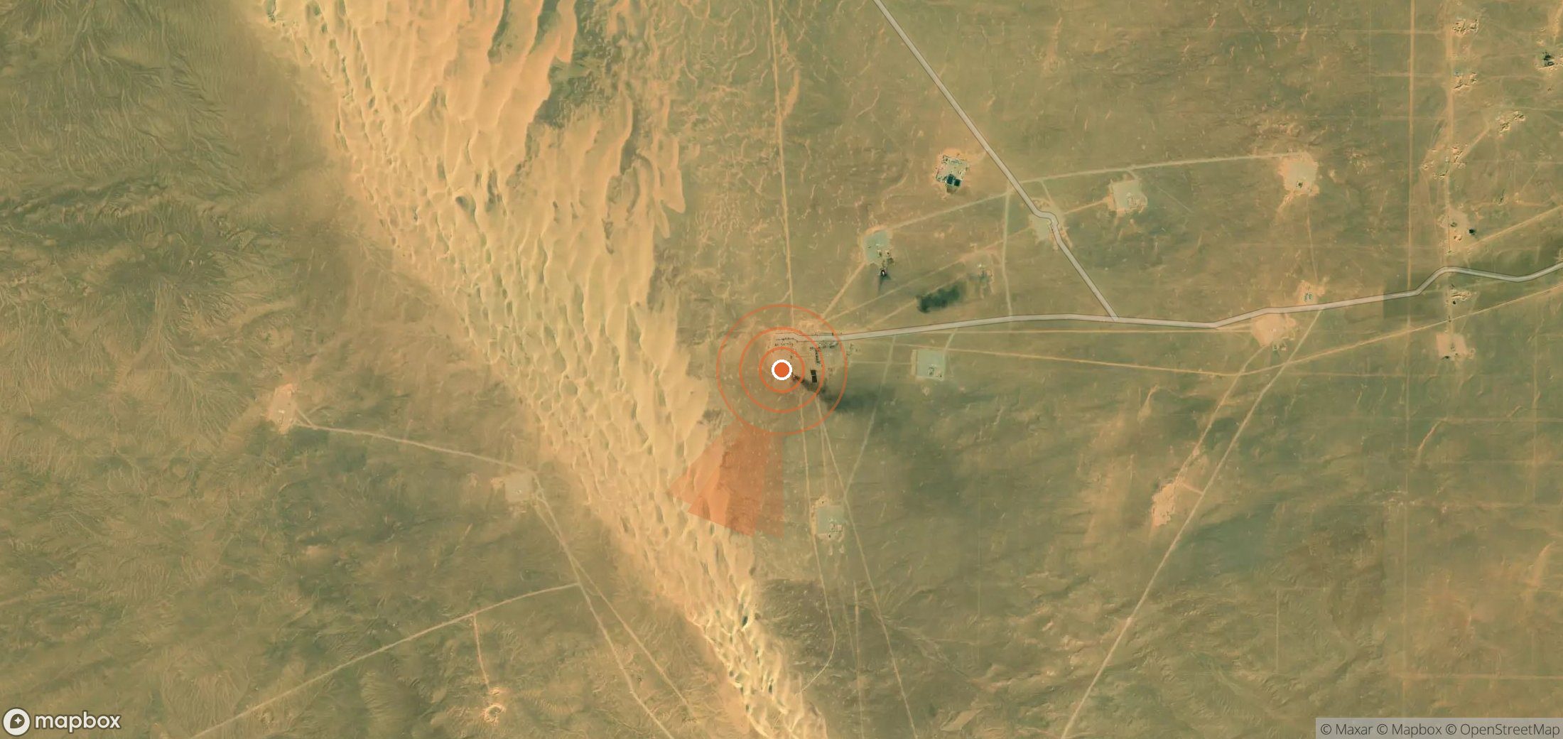 Satellite map of methane plume locations in Egypt