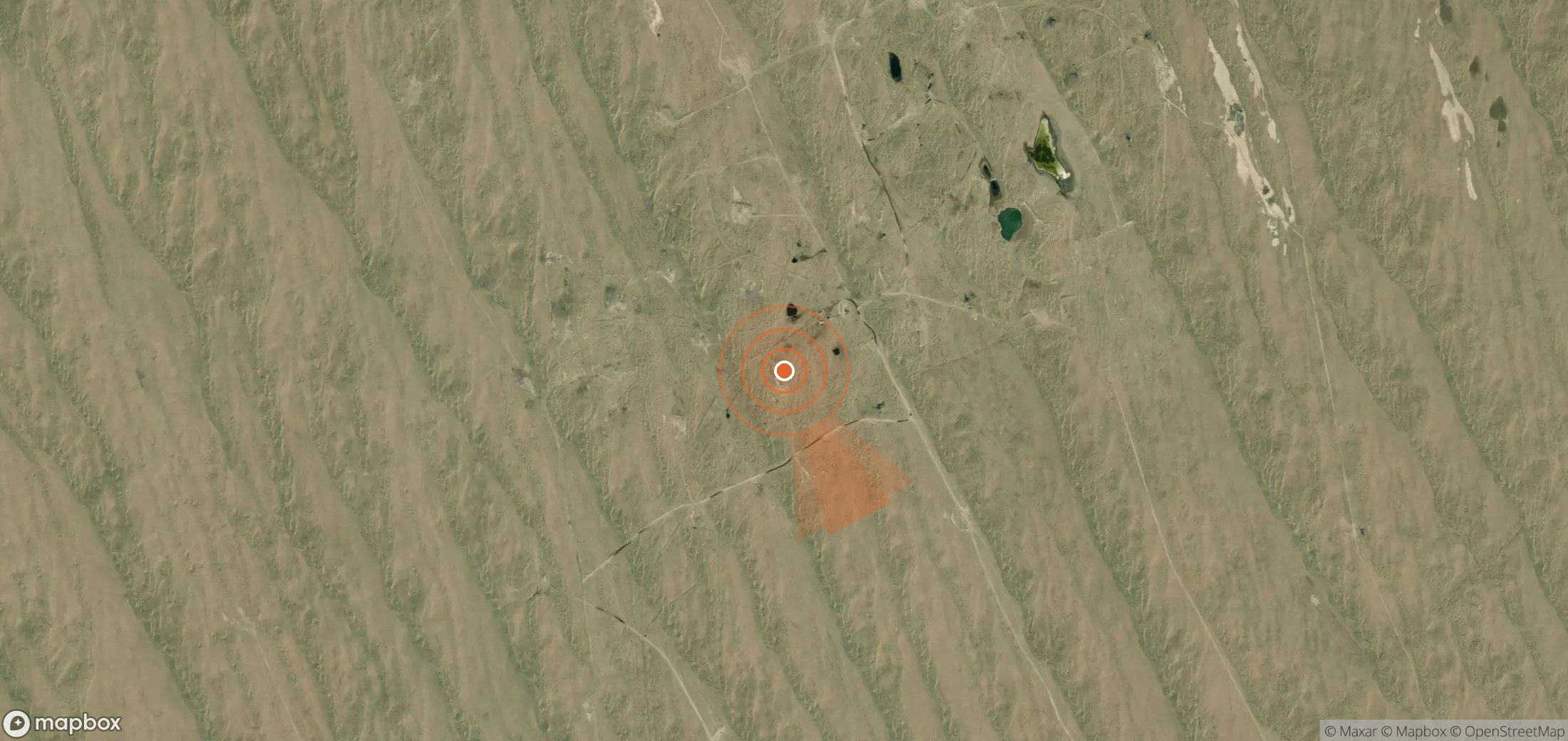Satellite map of methane plume locations in Turkmenistan