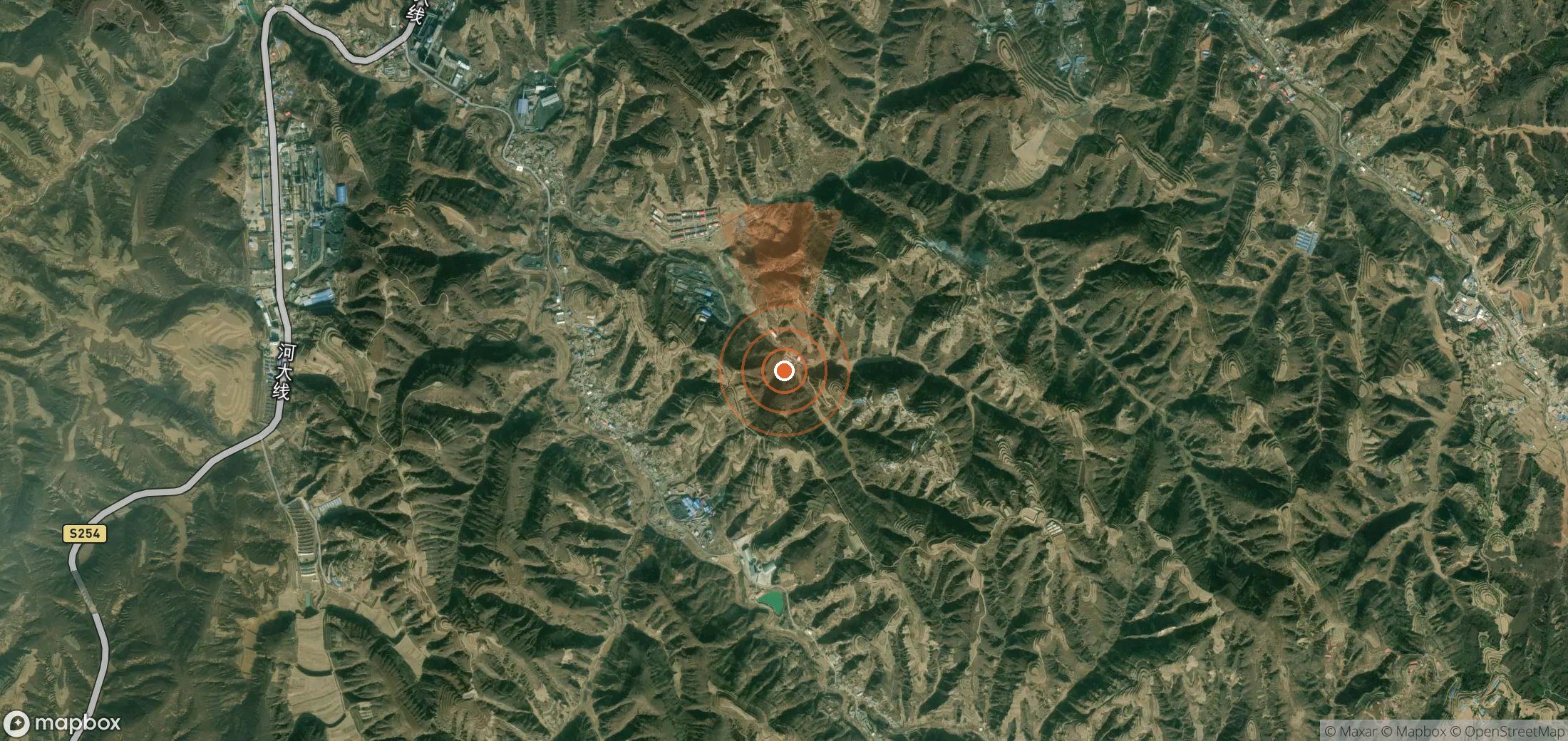 Satellite map of methane plume locations in China