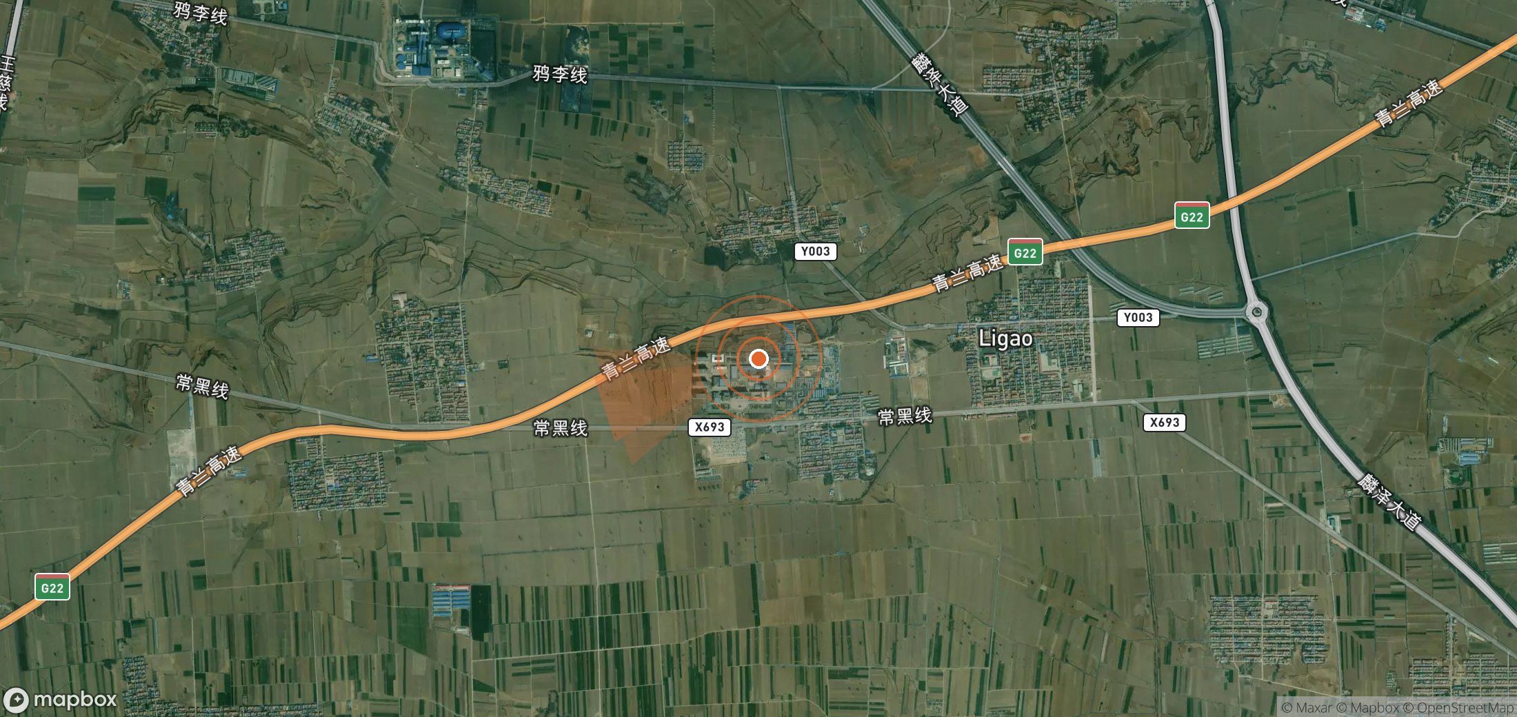 Satellite map of methane plume locations in China