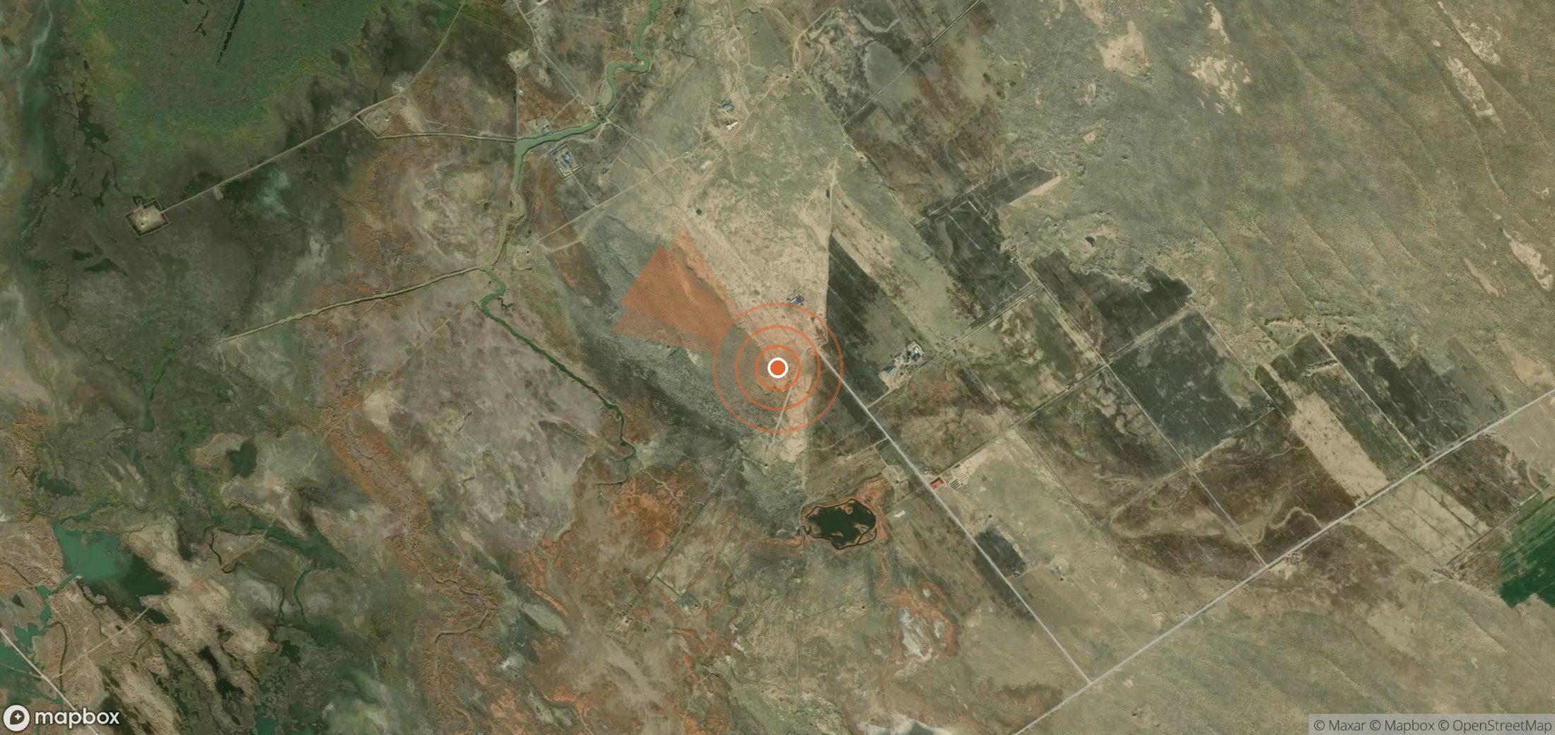 Satellite map of methane plume locations in China