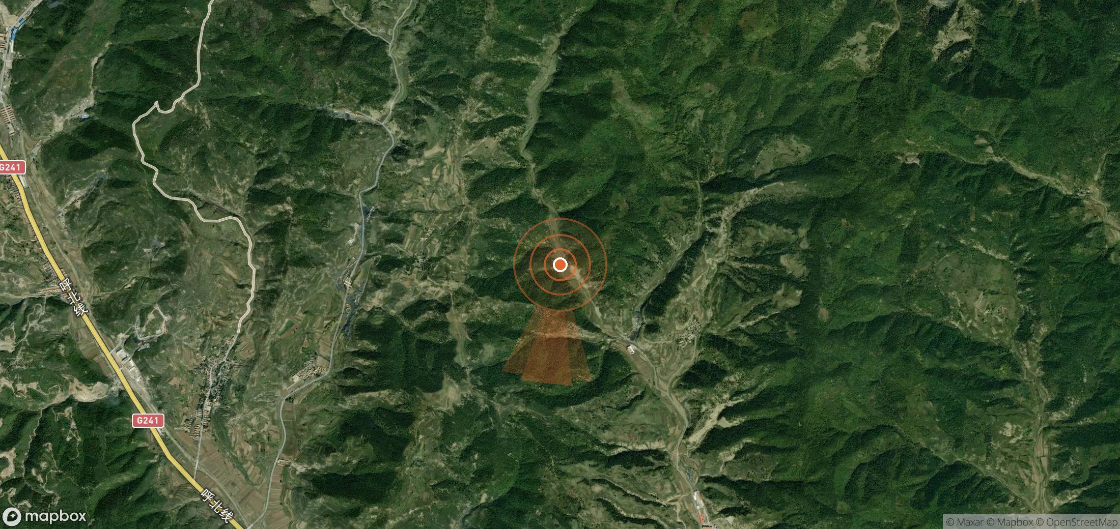 Satellite map of methane plume locations in China
