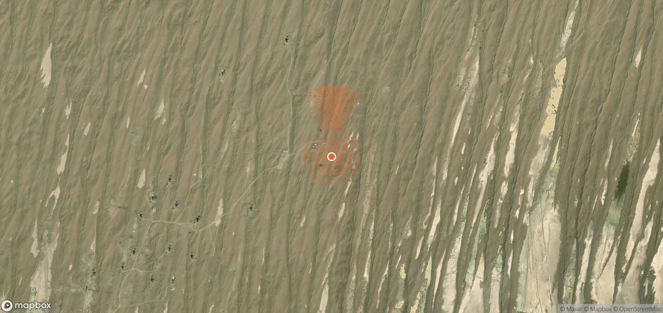 Mapa satelital de plumas de metano en Turkmenistán