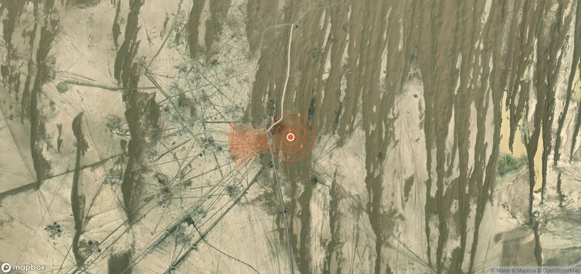 Satellite map of methane plume locations in Turkmenistan