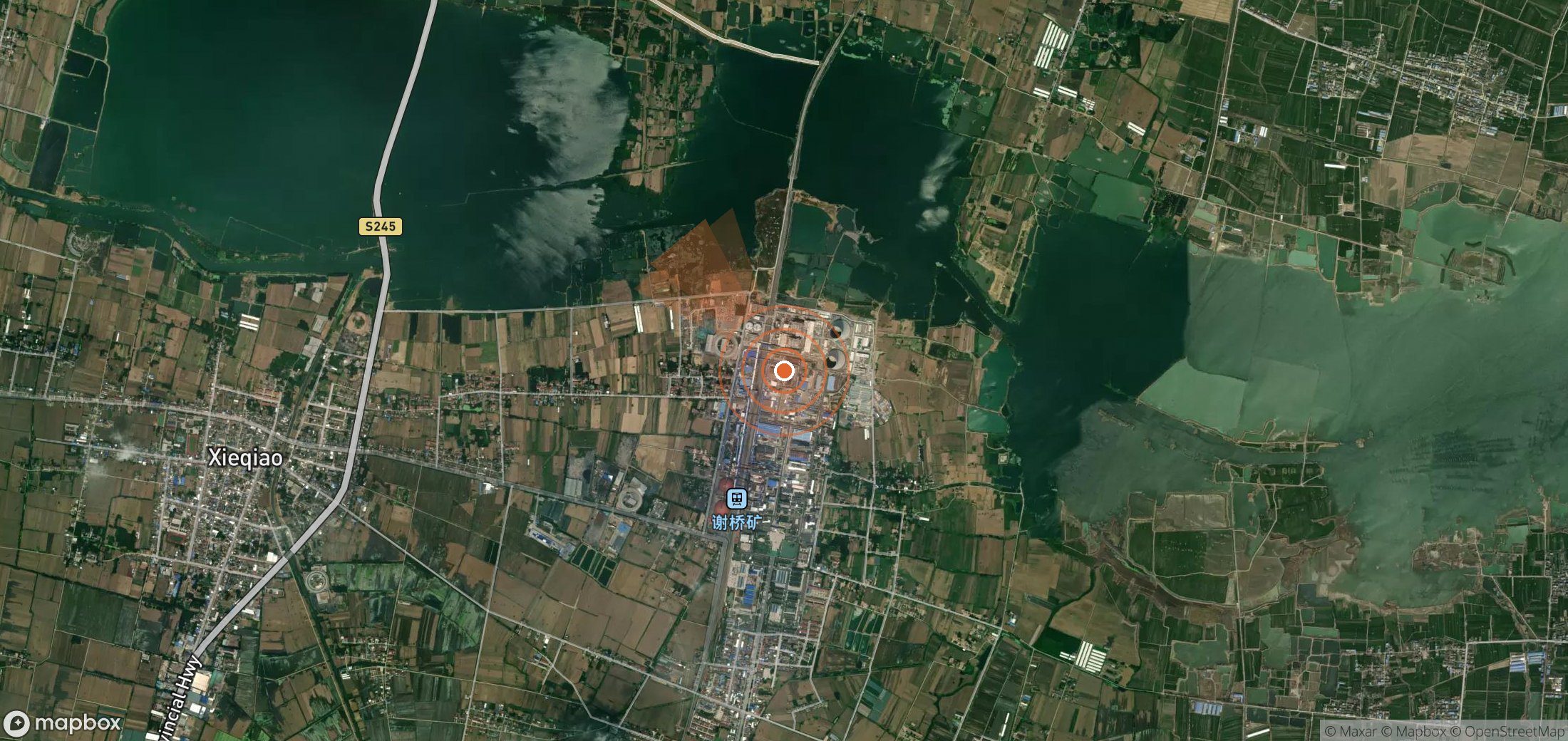 Satellite map of methane plume locations in China