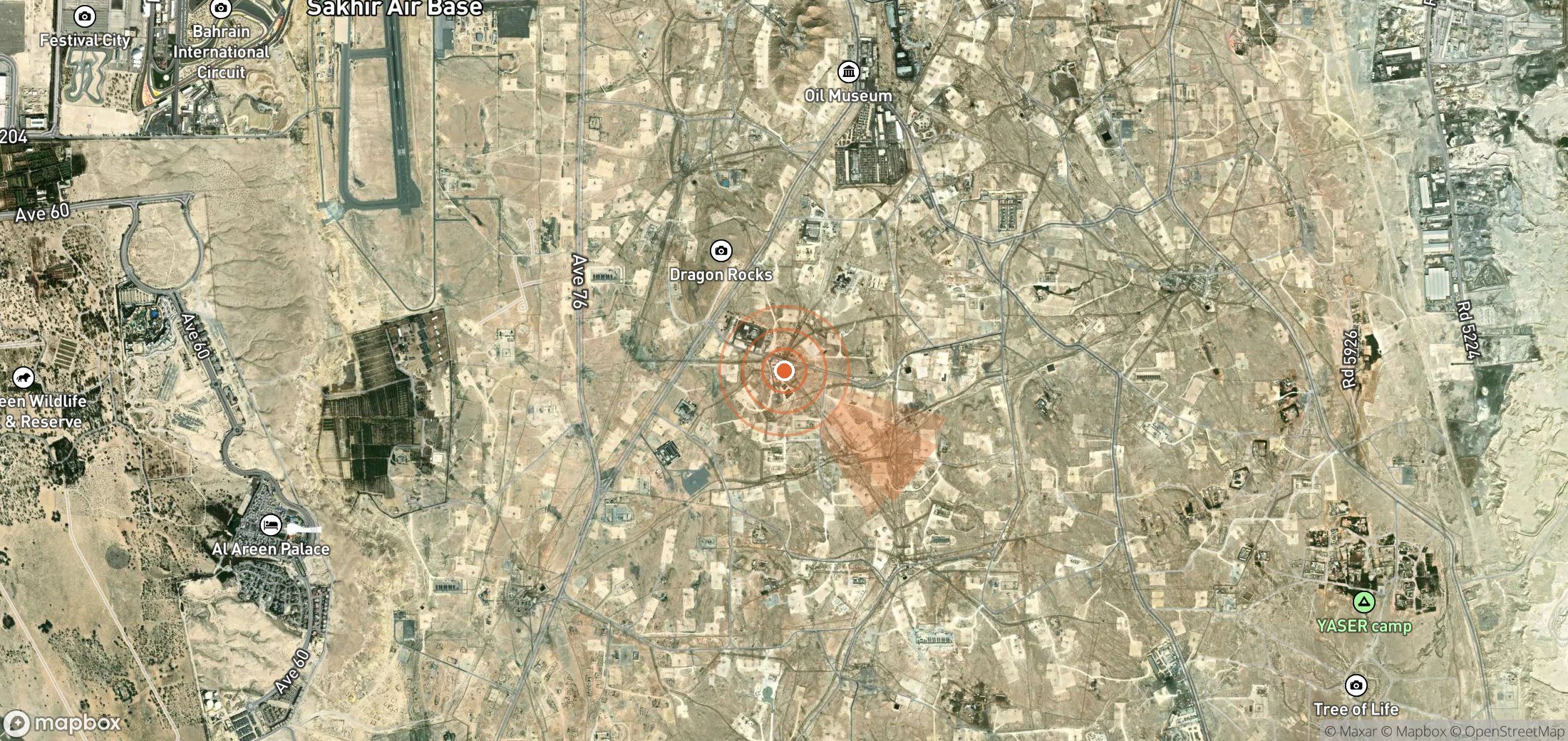Mapa satelital de plumas de metano en Baréin