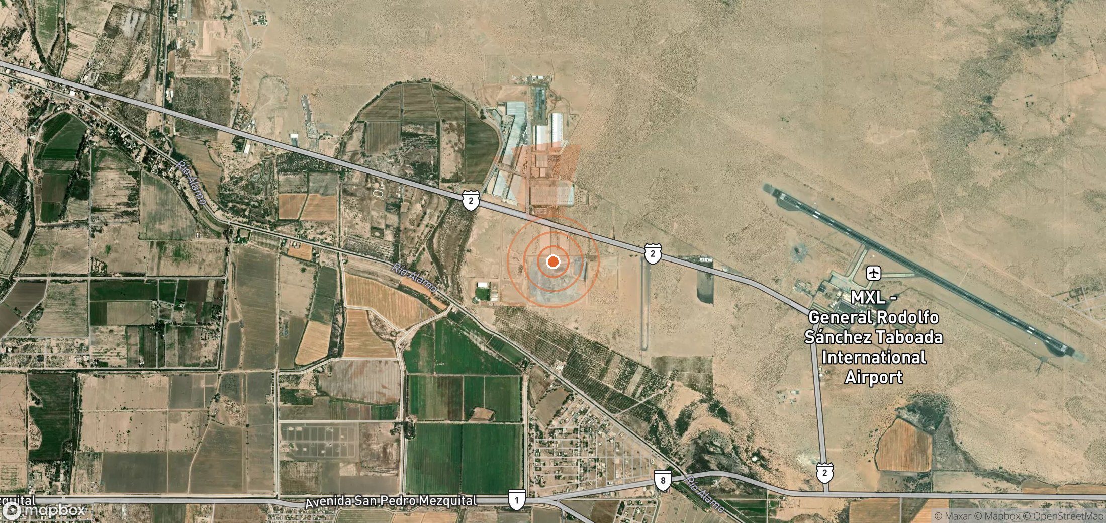 Satellite map of methane plume locations in Mexico