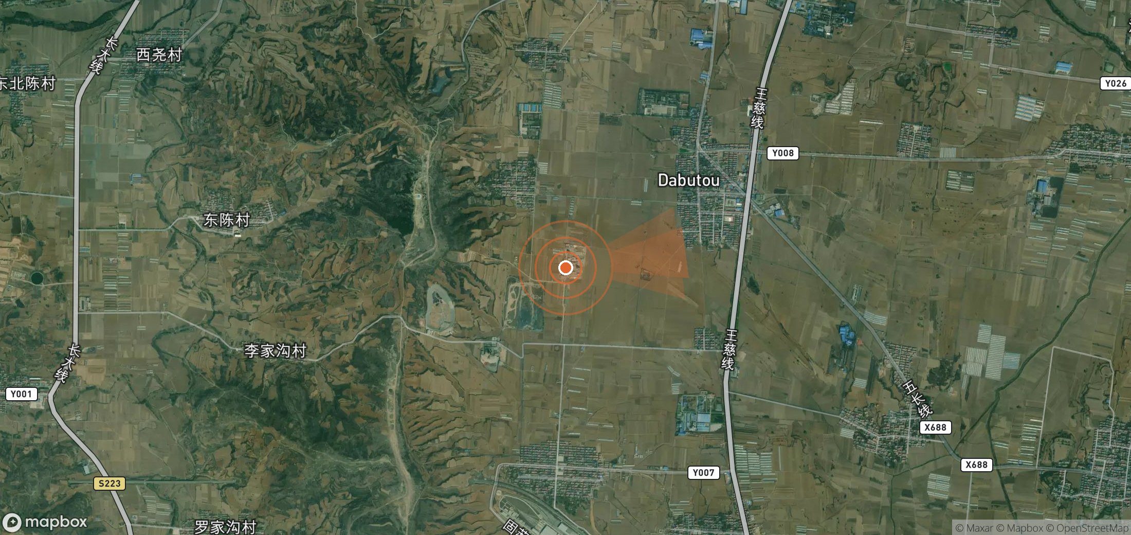 Satellite map of methane plume locations in China