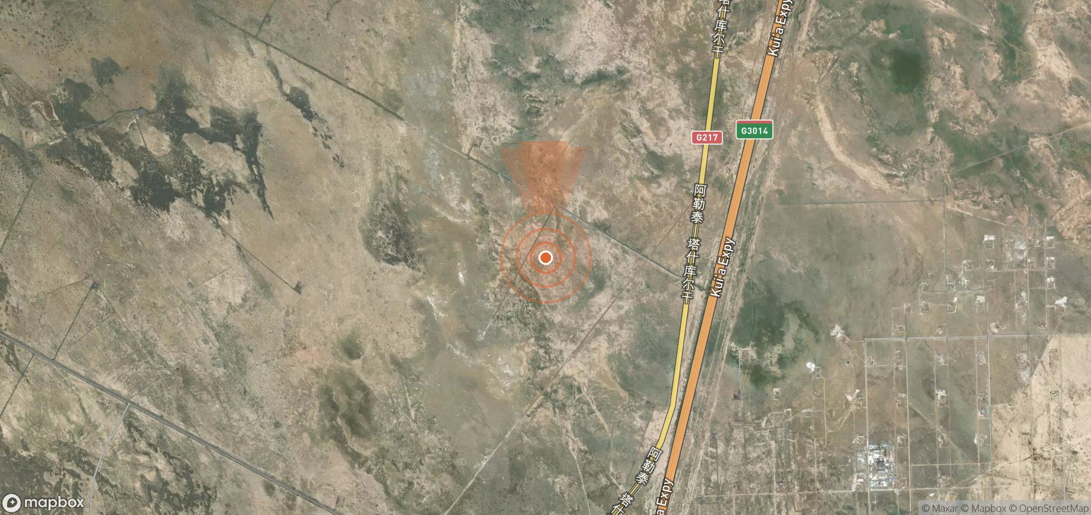Satellite map of methane plume locations in China