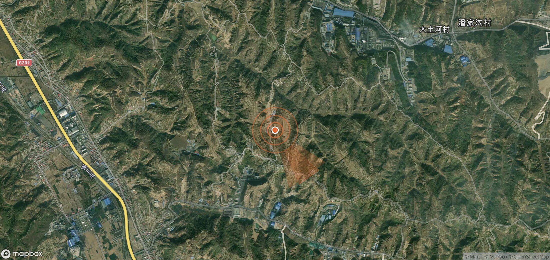 Mapa satelital de plumas de metano en China