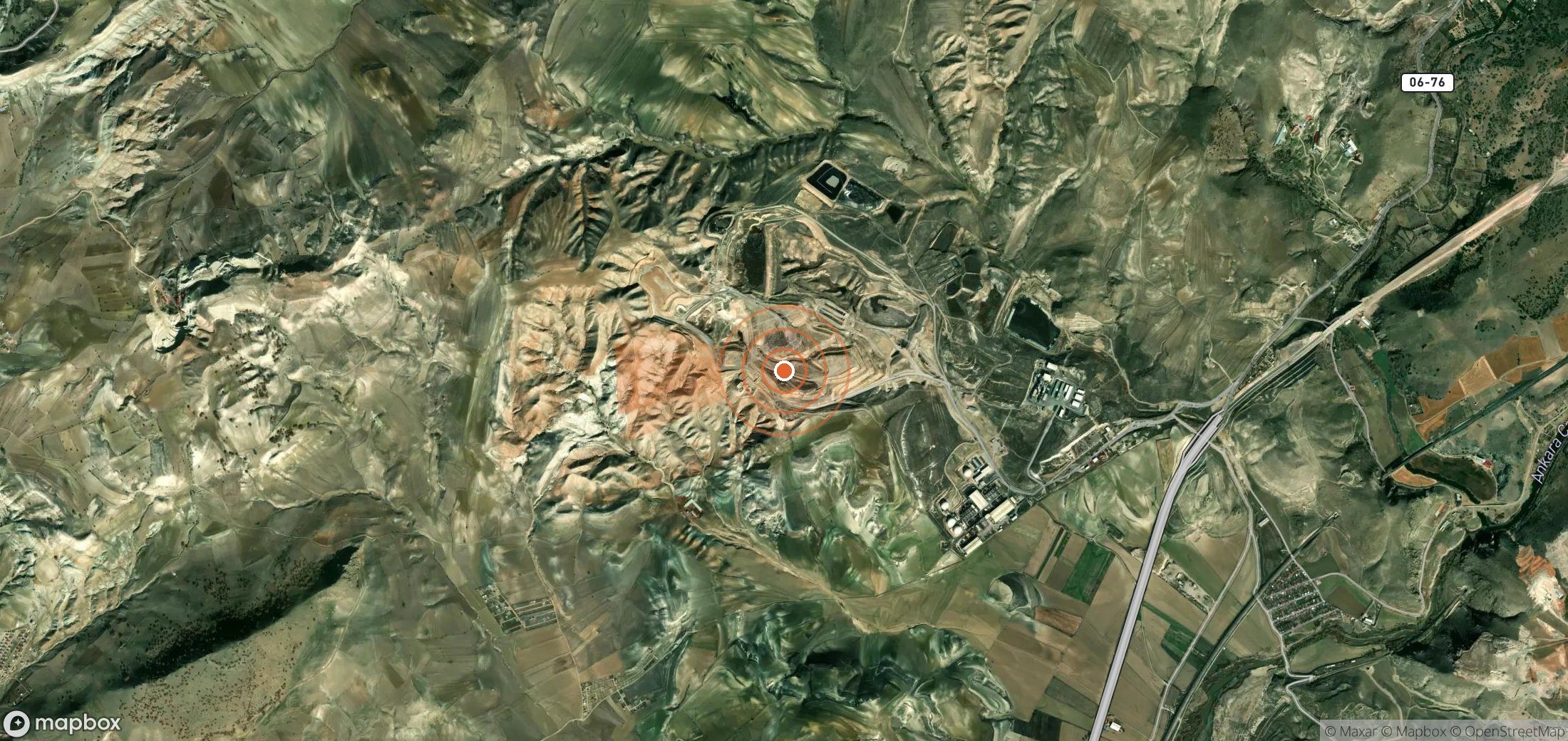 Mapa satelital de plumas de metano en Turquía
