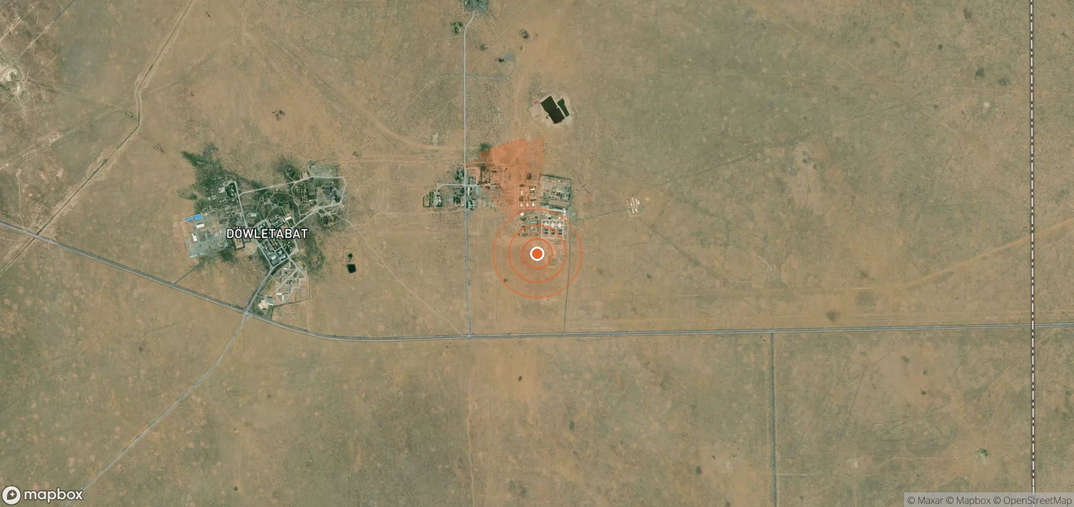 Mapa satelital de plumas de metano en Turkmenistán