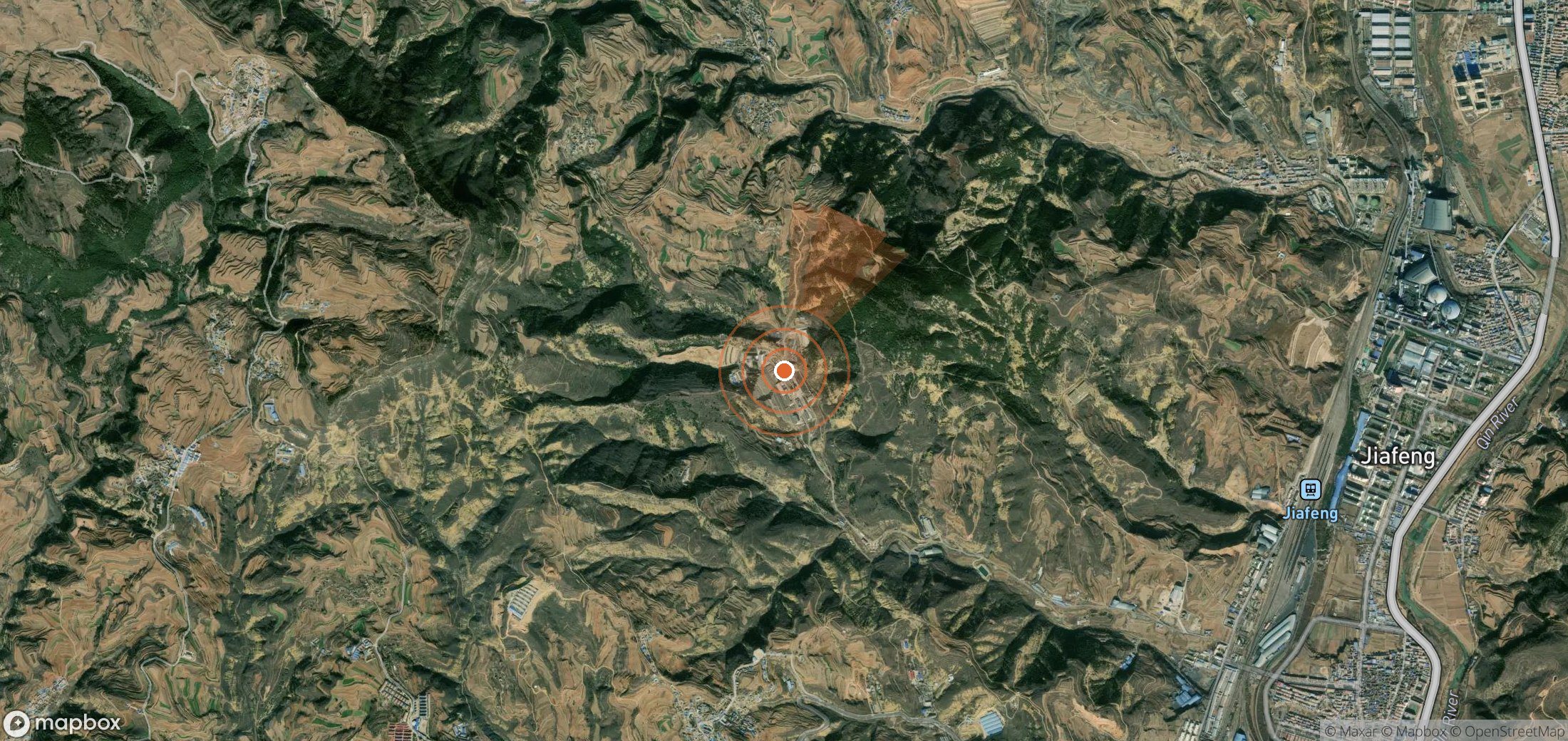 Satellite map of methane plume locations in China