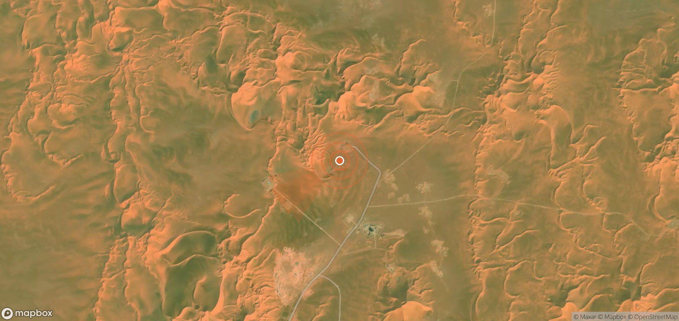 Mapa satelital de plumas de metano en Argelia