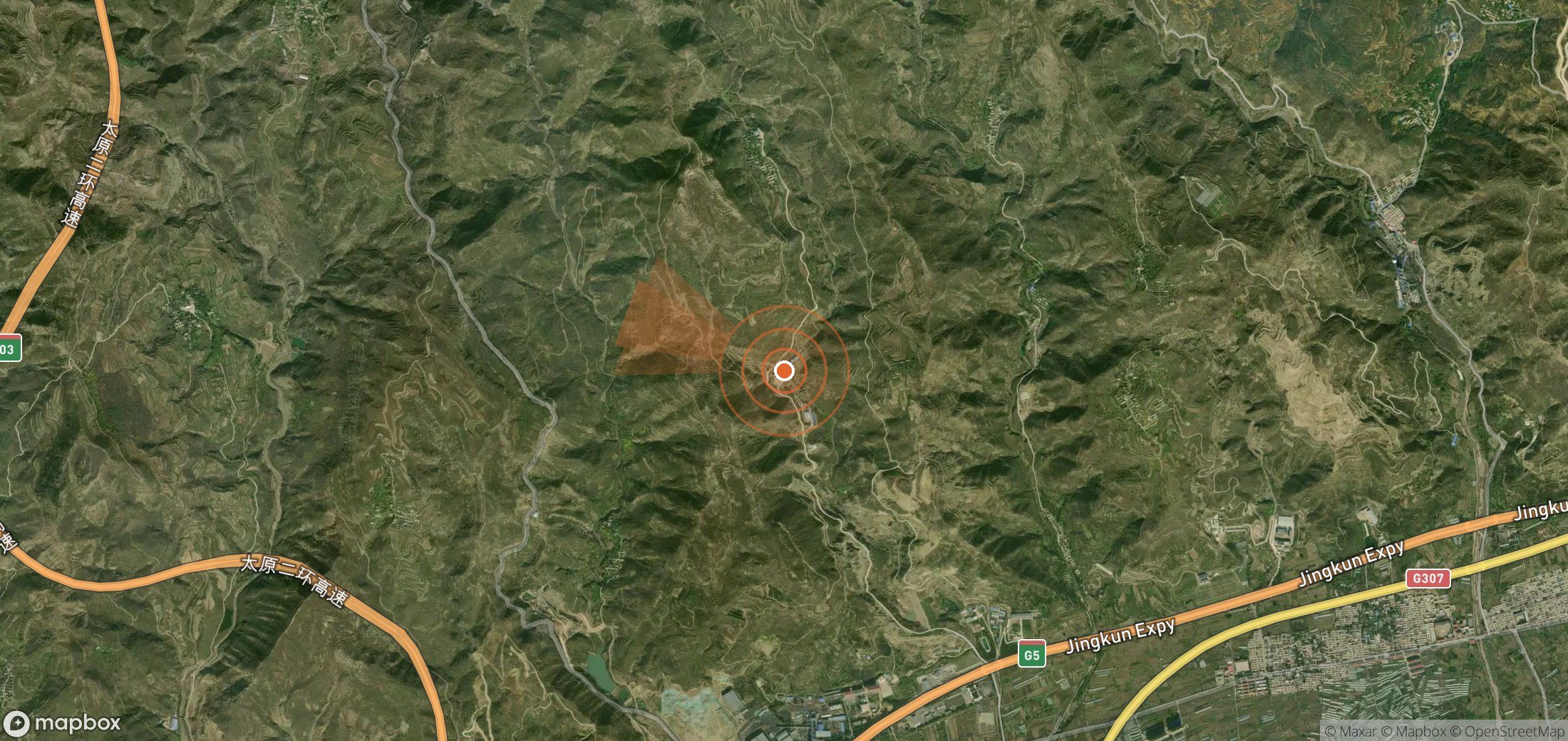 Mapa satelital de plumas de metano en China
