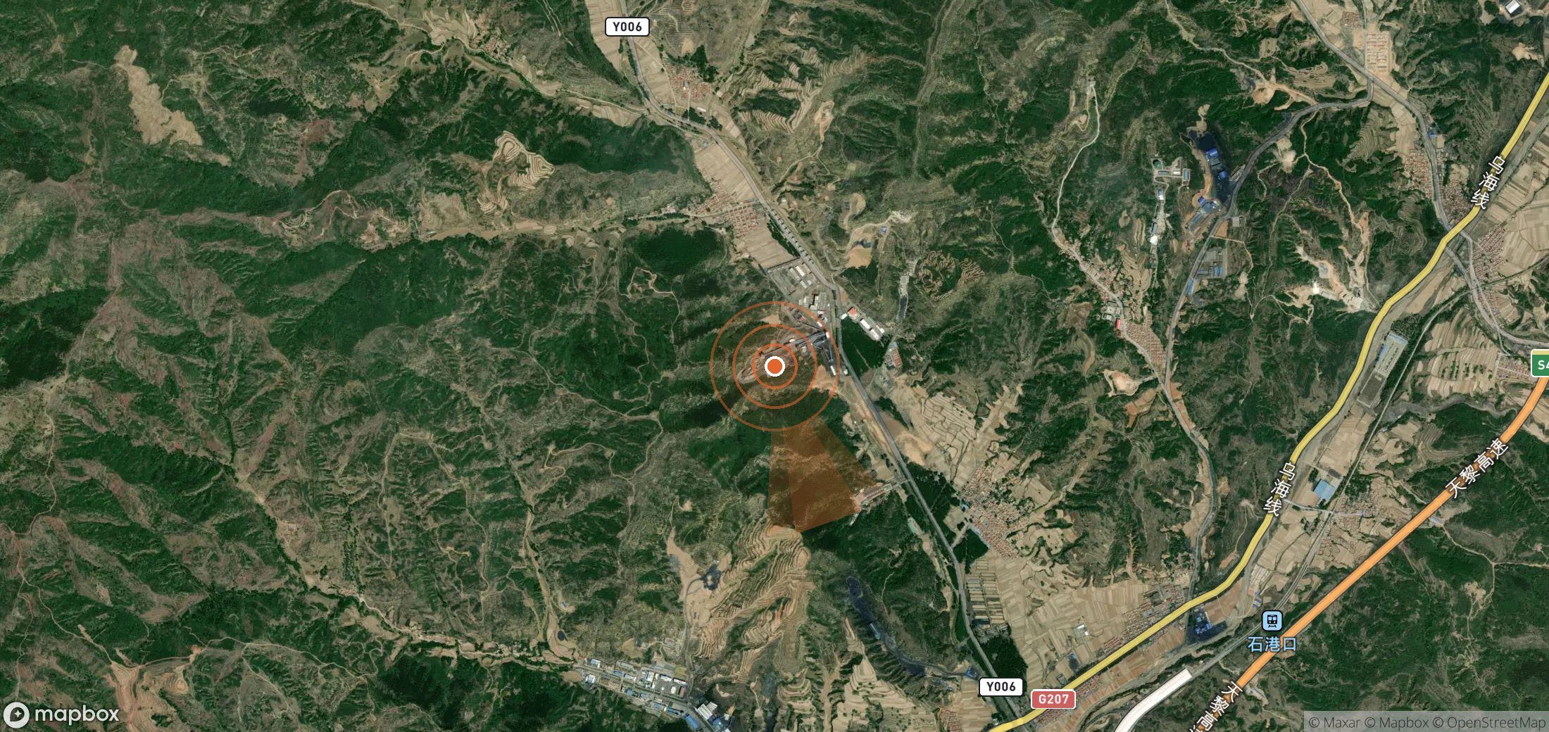 Mapa satelital de plumas de metano en China