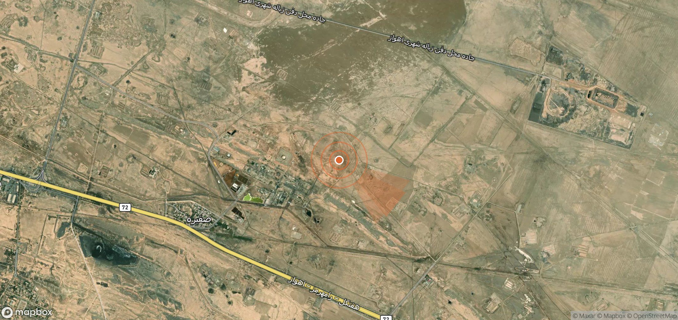 Mapa satelital de plumas de metano en Irán