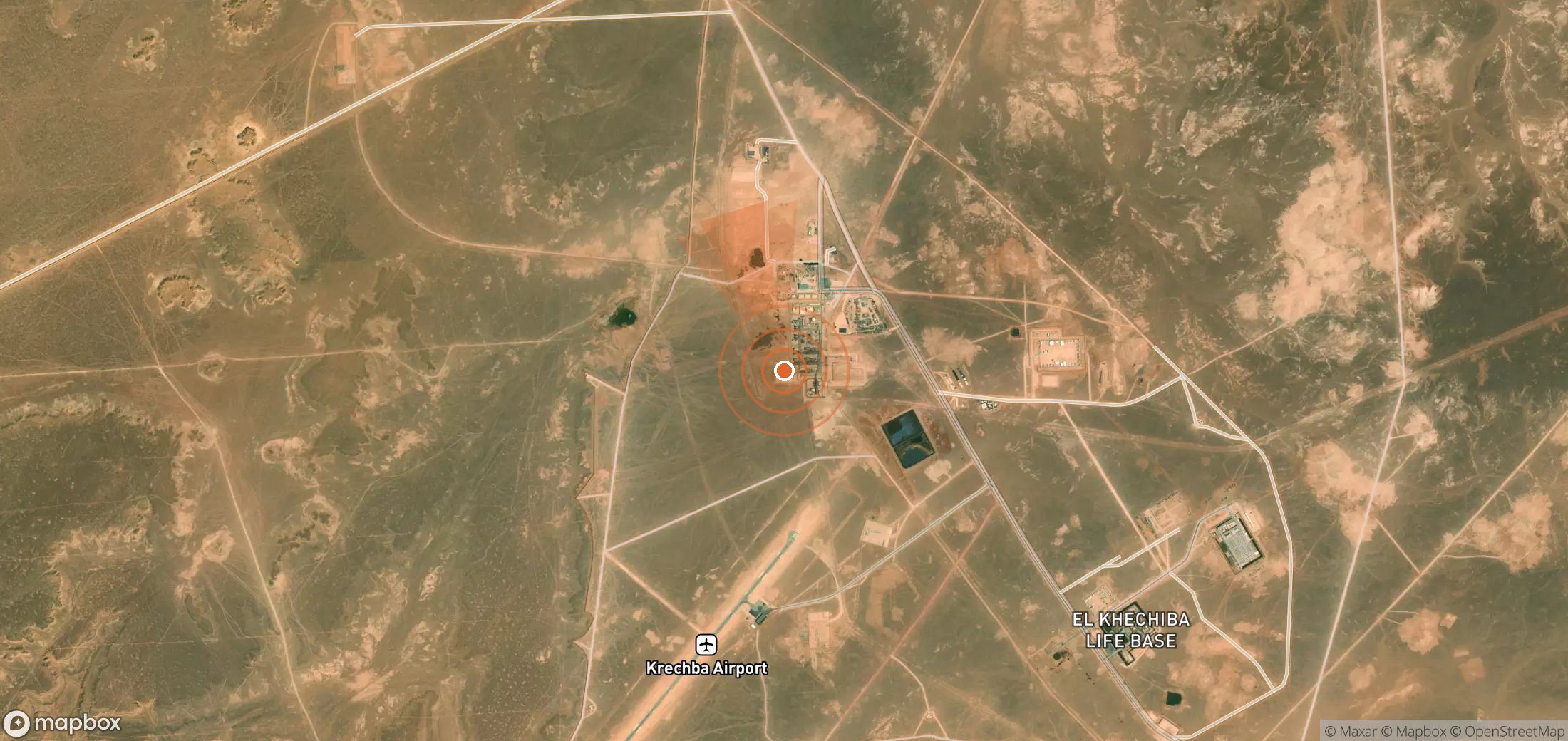 Mapa satelital de plumas de metano en Argelia