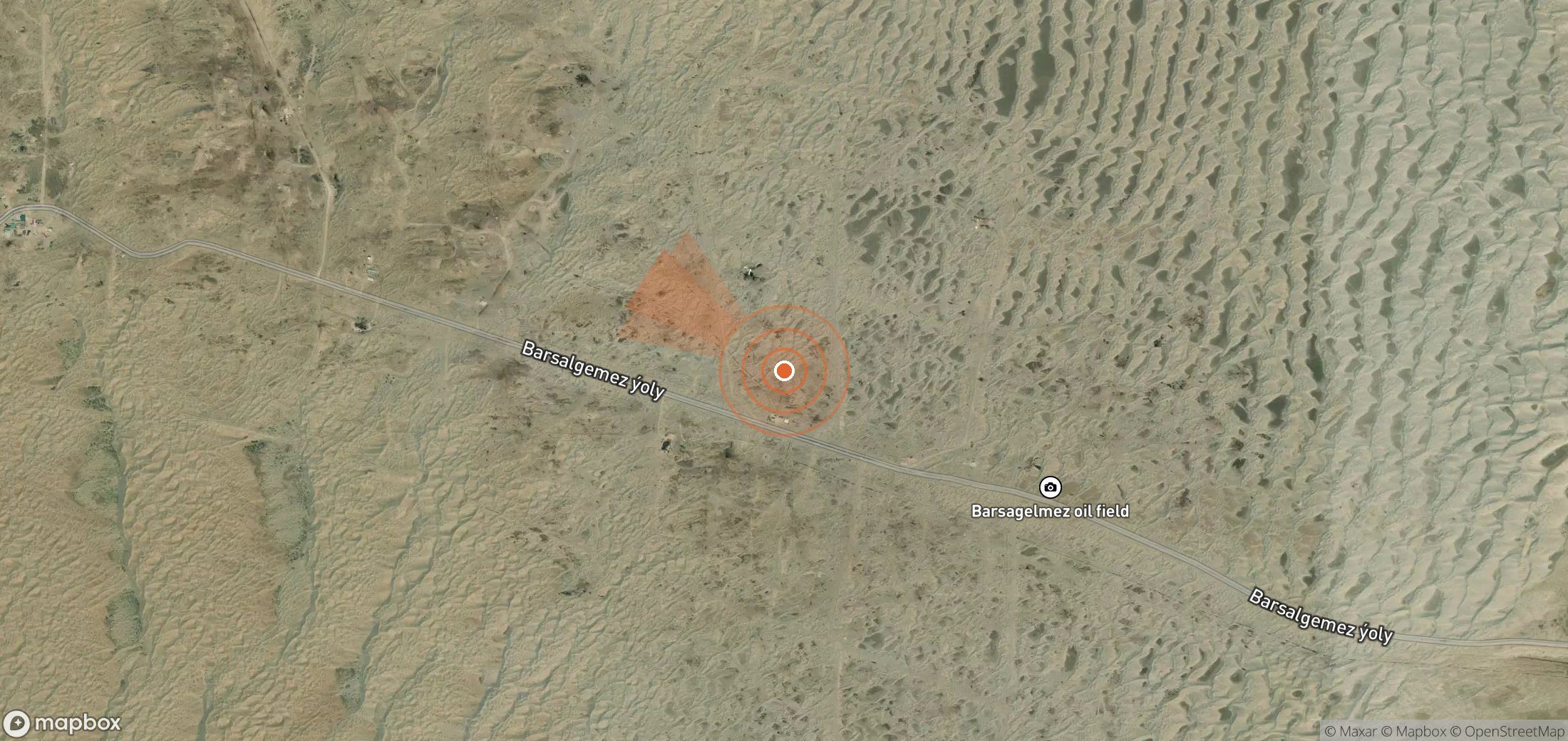 Mapa satelital de plumas de metano en Turkmenistán