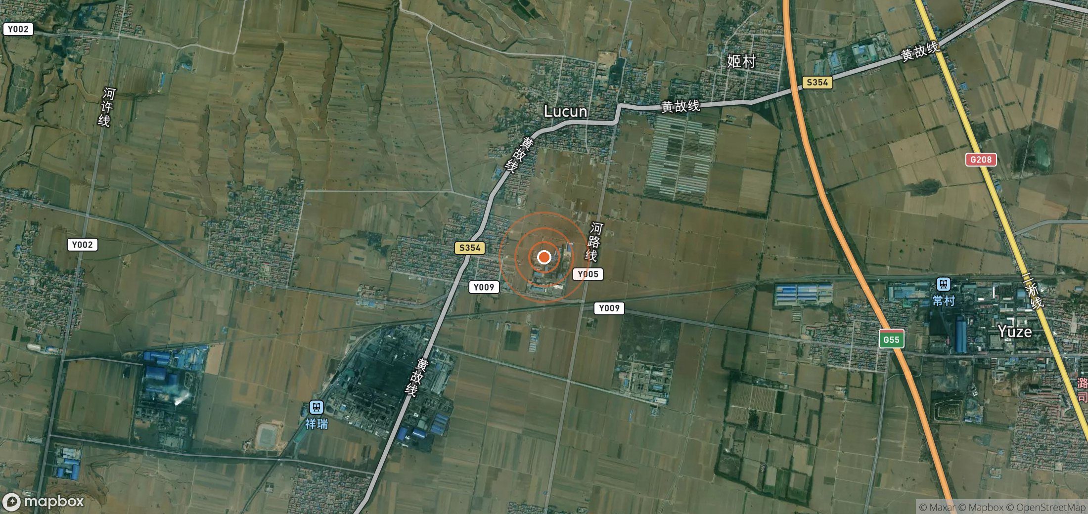 Satellite map of methane plume locations in China