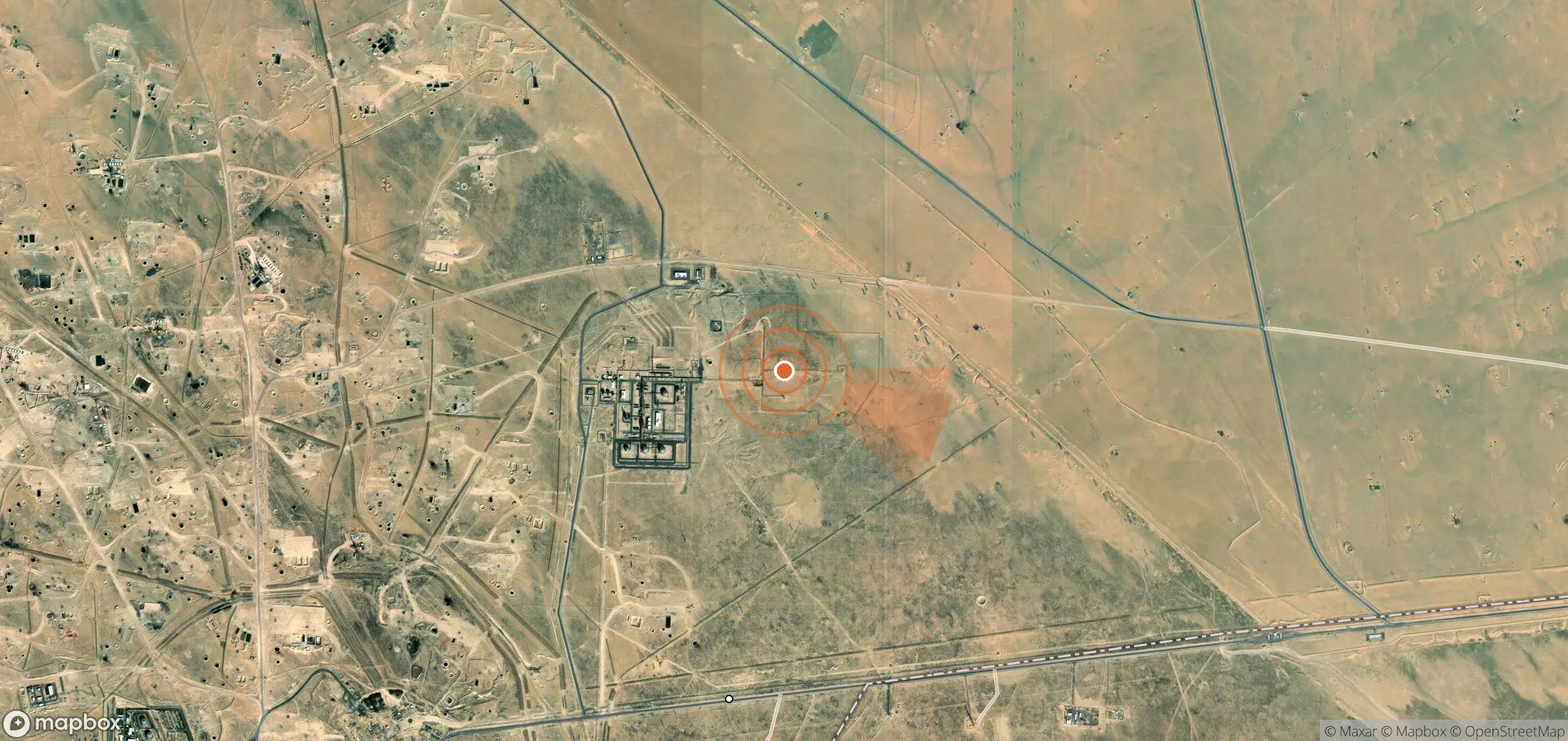 Satellite map of methane plume locations in Kuwait
