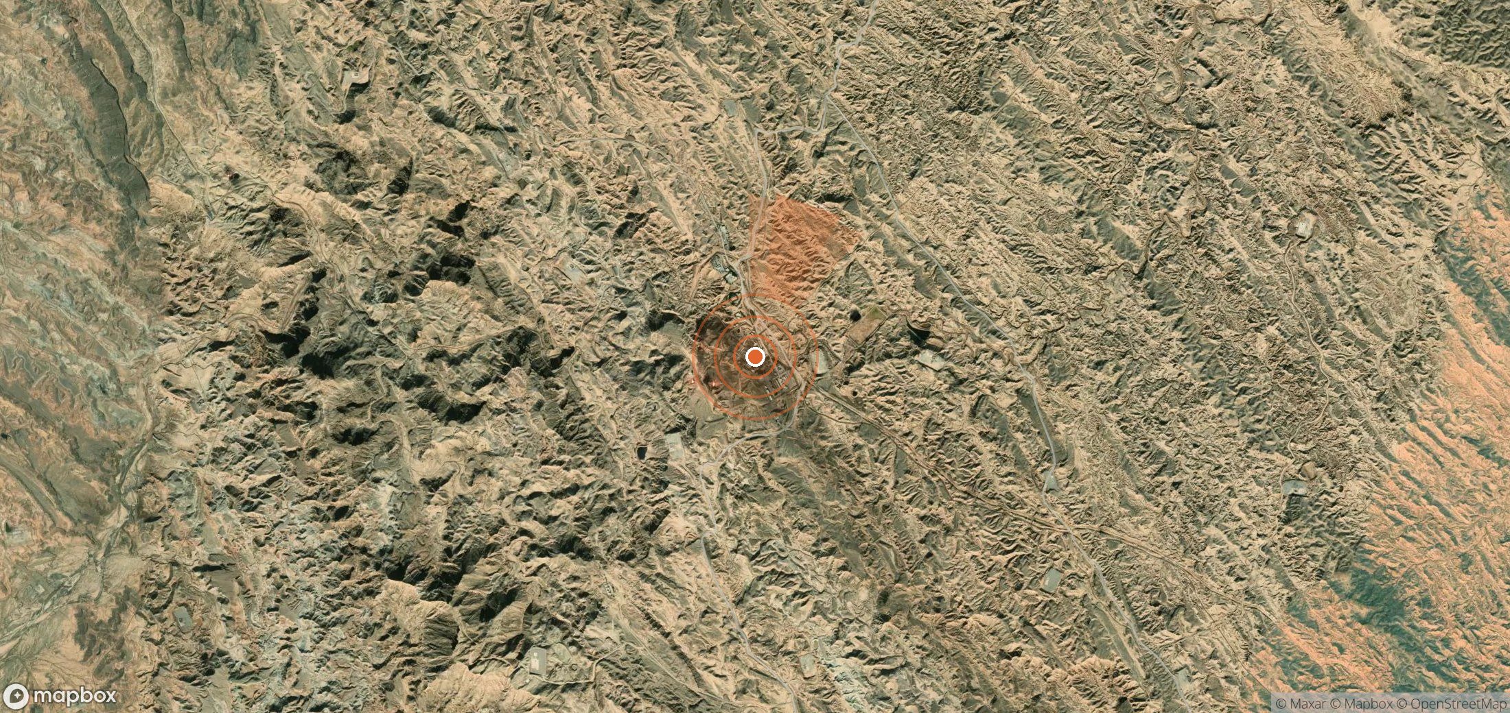 Mapa satelital de plumas de metano en Irán