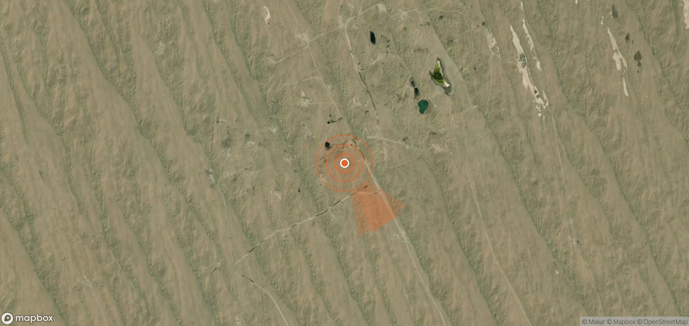 Mapa satelital de plumas de metano en Turkmenistán