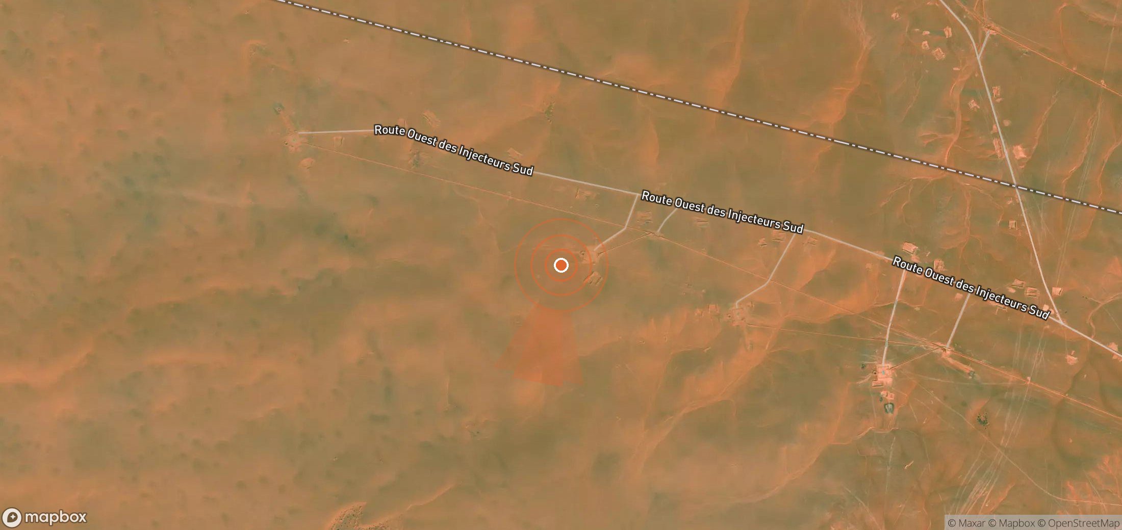 Satellite map of methane plume locations in Algeria