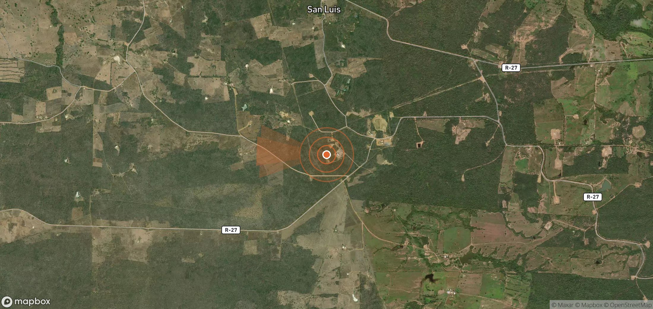 Satellite map of methane plume locations in Venezuela
