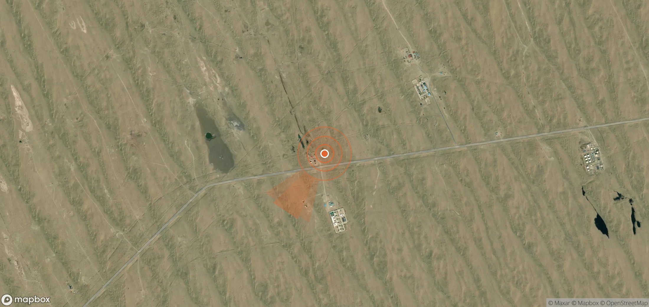 Satellite map of methane plume locations in Turkmenistan