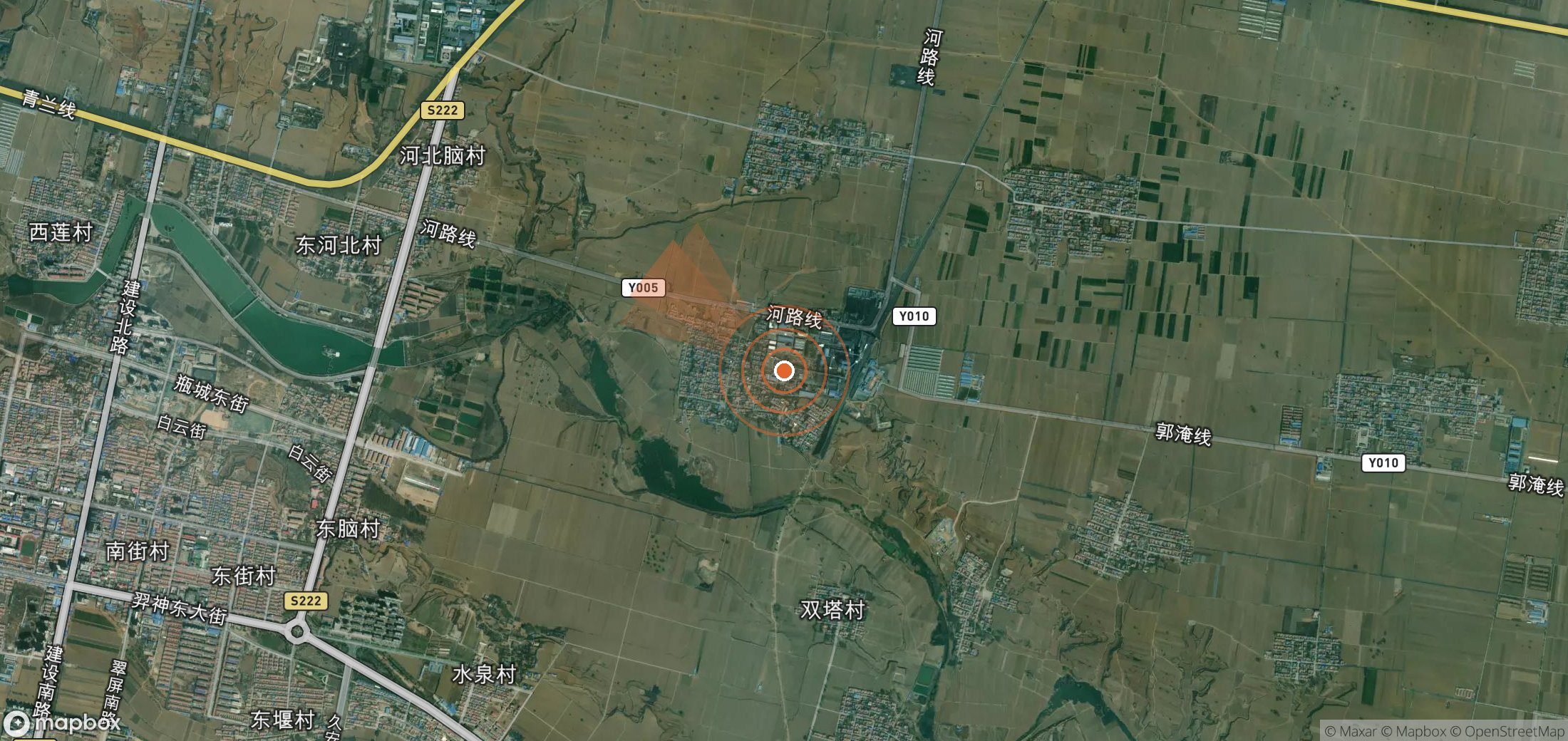 Satellite map of methane plume locations in China