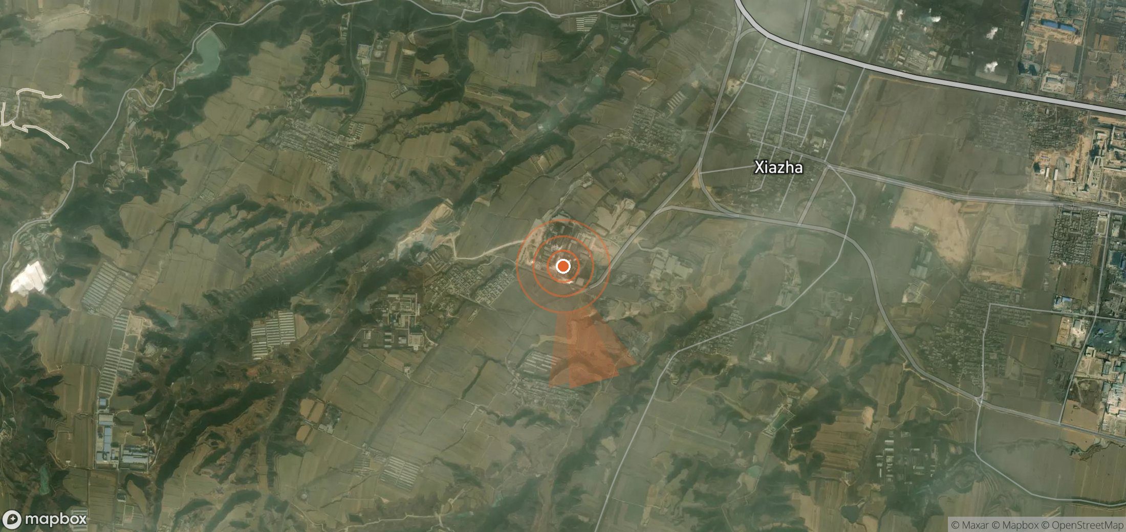 Satellite map of methane plume locations in China